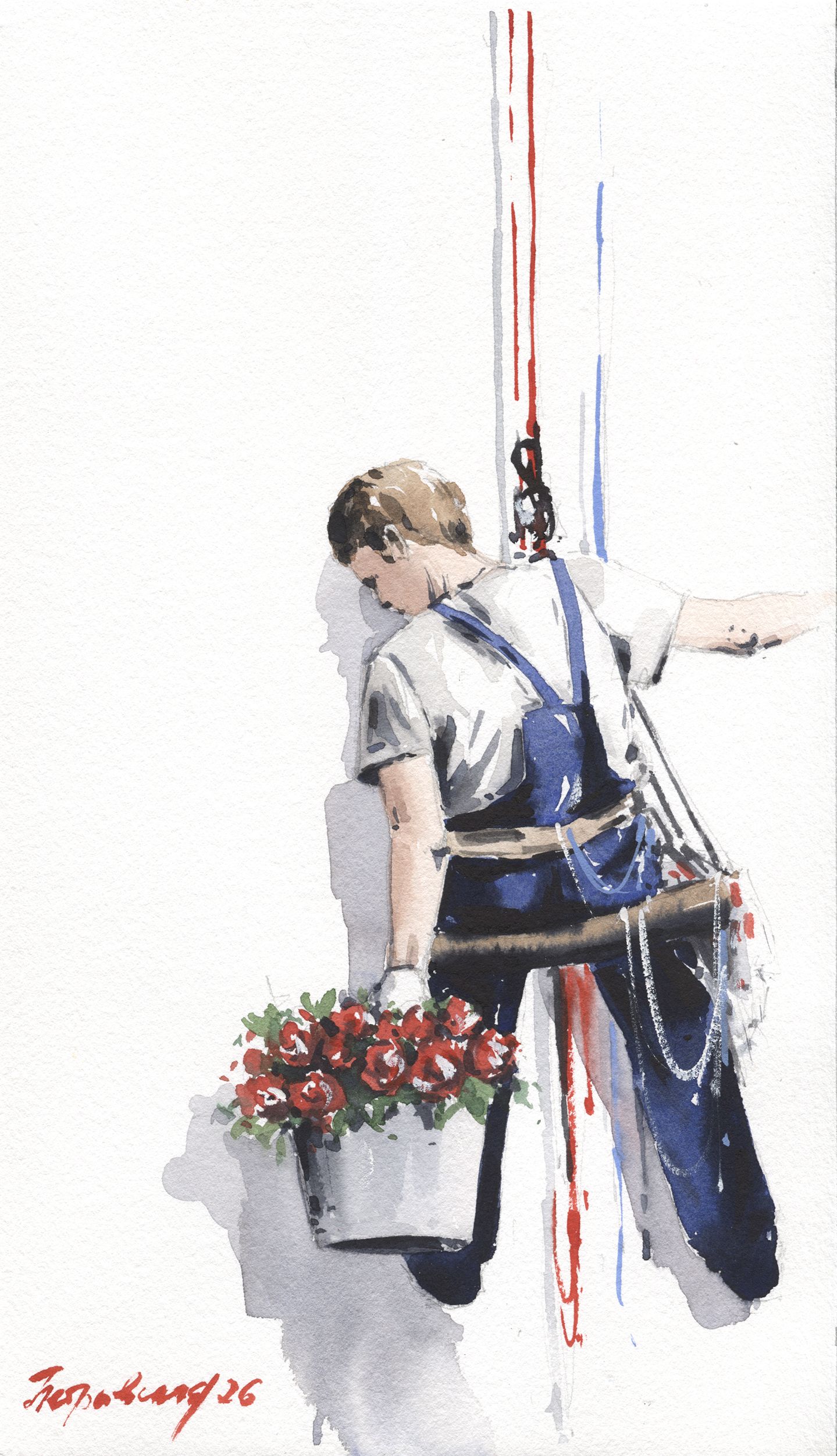 Ирина Петровская (Авторская графика - 
                  17 x 30 см) Ведерко цветов