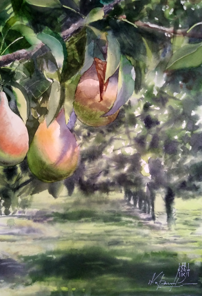 Александр Кормилицын (Авторская графика - 
                  27 x 39 см) Грушевый сад