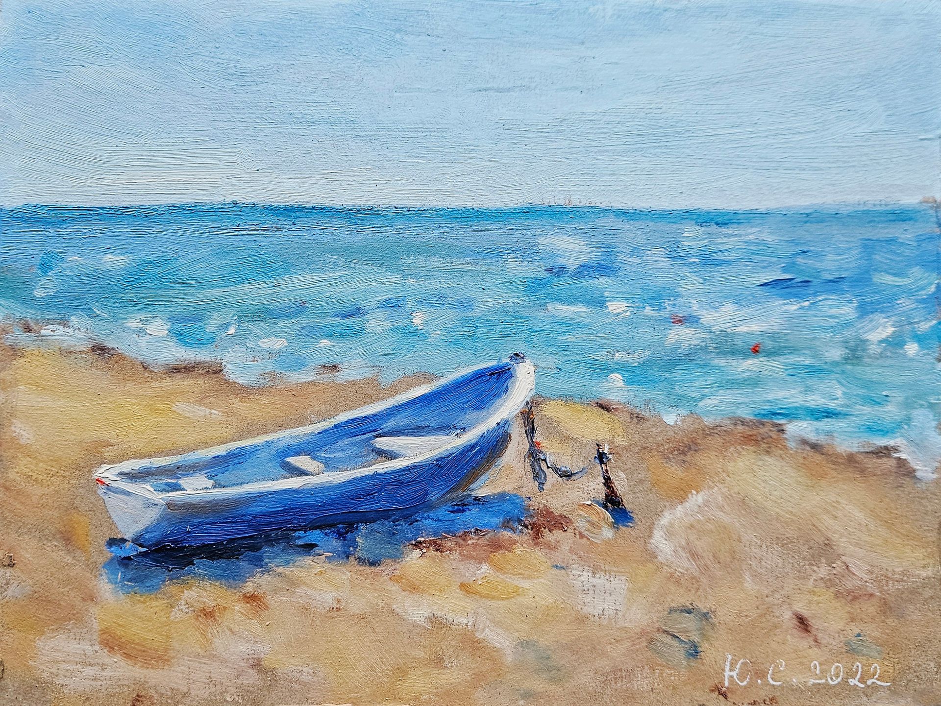 Светлана Юматова (Картина, живопись - 
                  20 x 15 см) Лодка, Крым