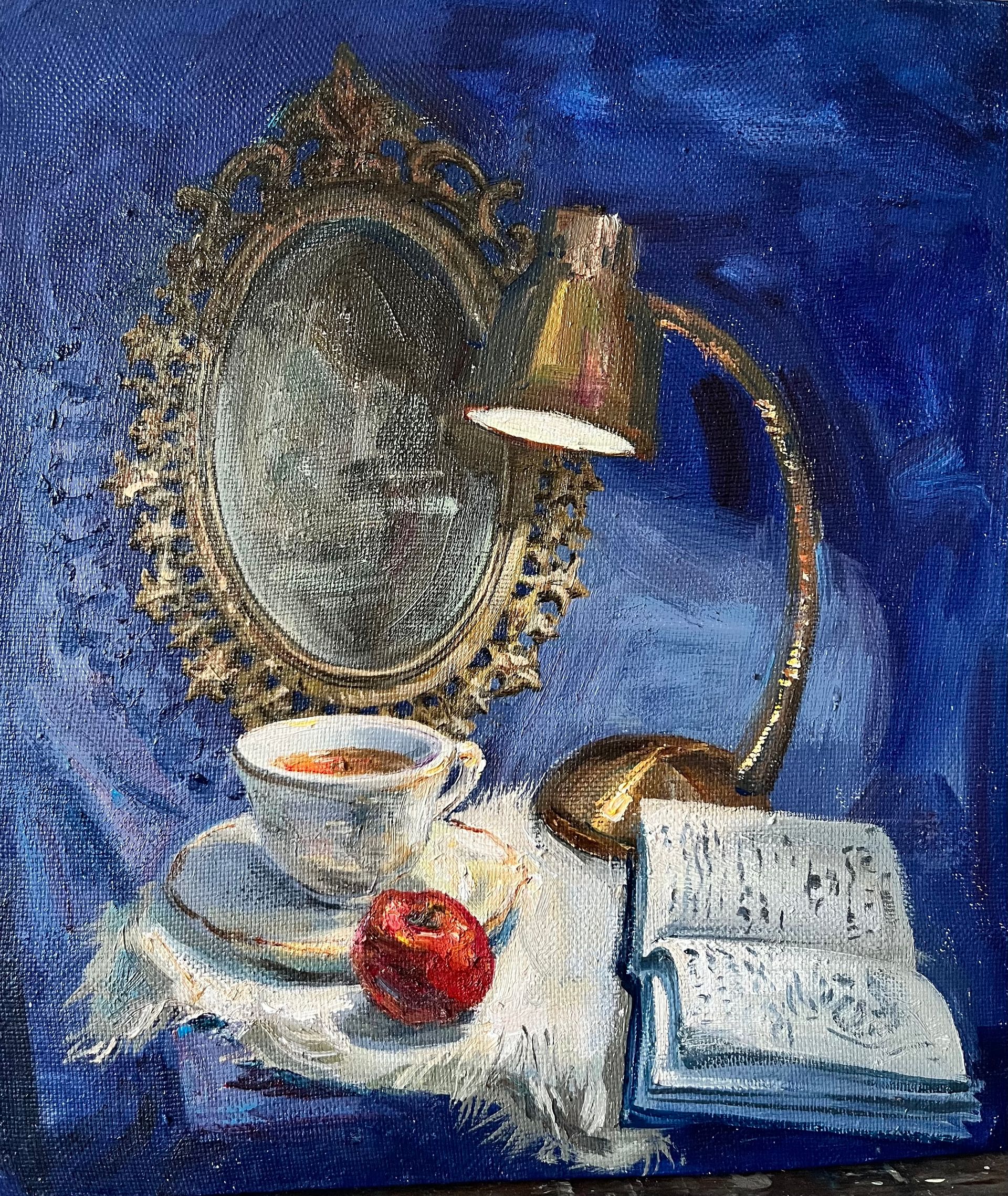 Елизавета Тарасова (Картина, живопись - 
                  35 x 40 см) Вечер за книгой