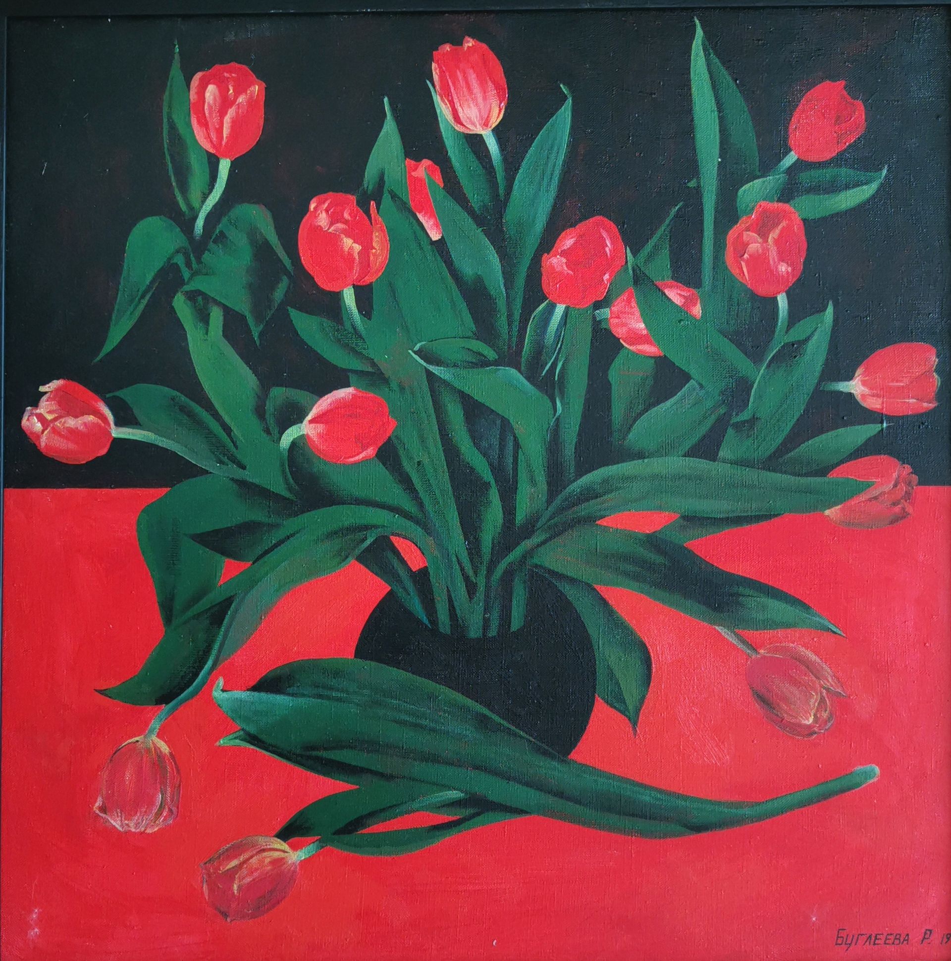 Регина Буглеева (Картина, живопись - 
                  60 x 60 см) Тюльпаны