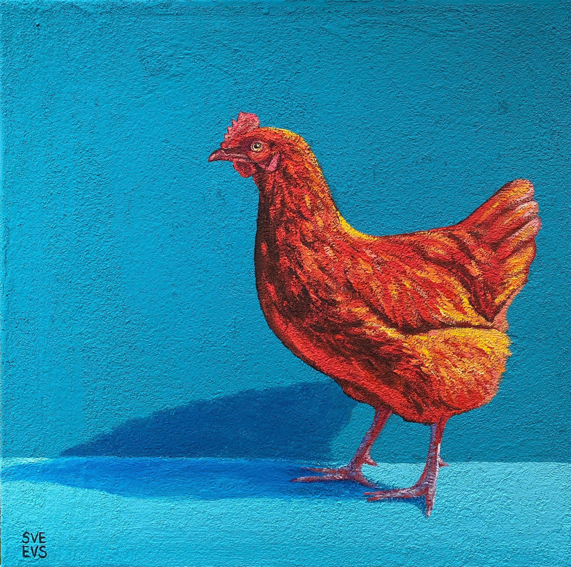 Светлана Евсеева (Картина, живопись - 
                  40 x 40 см) Красный на голубом