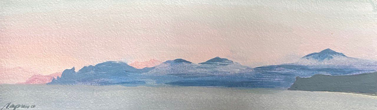 Кристина Ларина (Картина, живопись - 
                  30 x 9 см) Черное море. Закат
