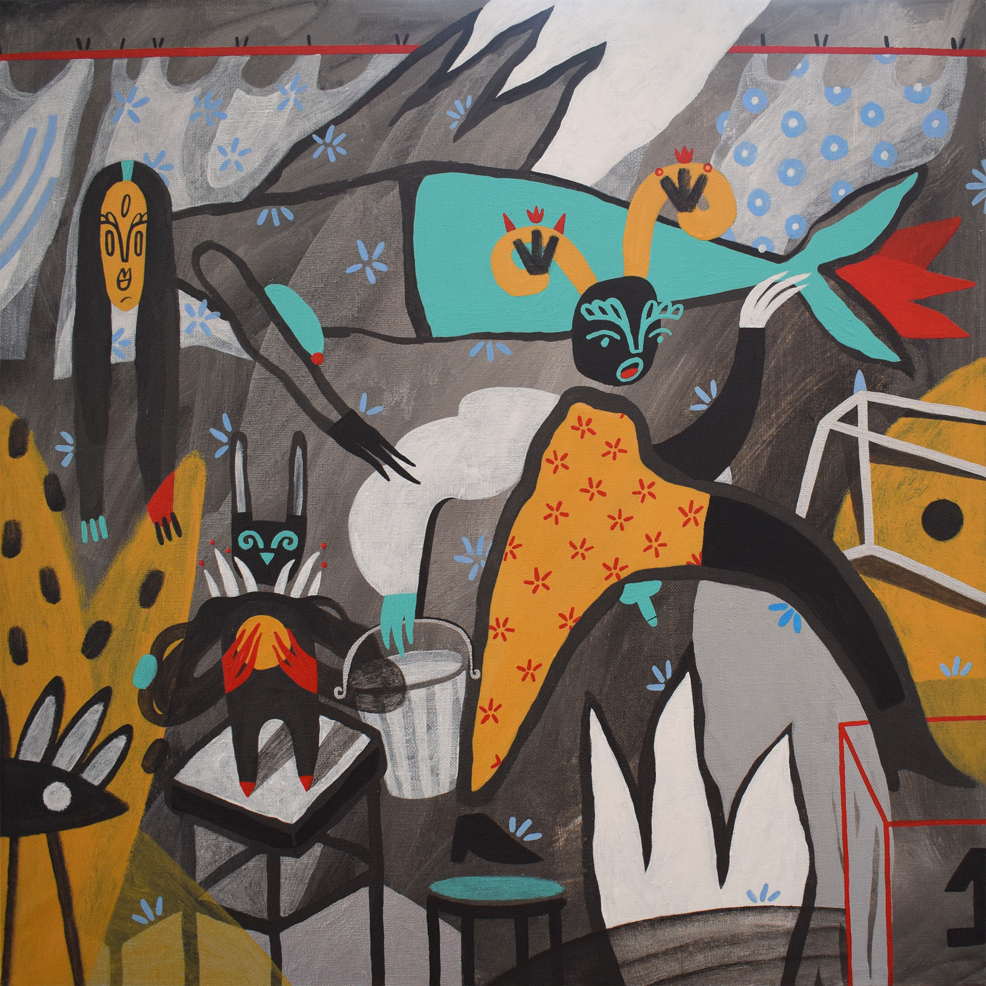 Лена Романовская (Картина, живопись - 
                  49.5 x 49.5 см) Постпраздничная рутина