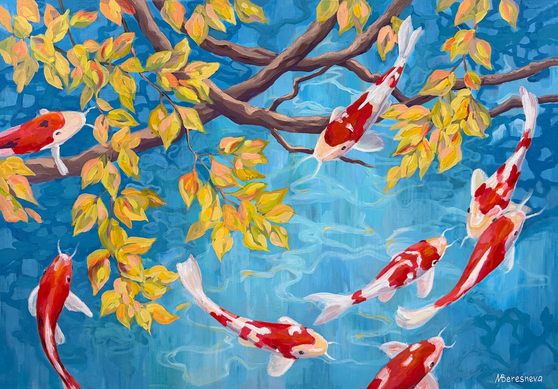 Марина Береснева (Картина, живопись - 
                  100 x 70 см) Солнечные блики в бирюзовой воде