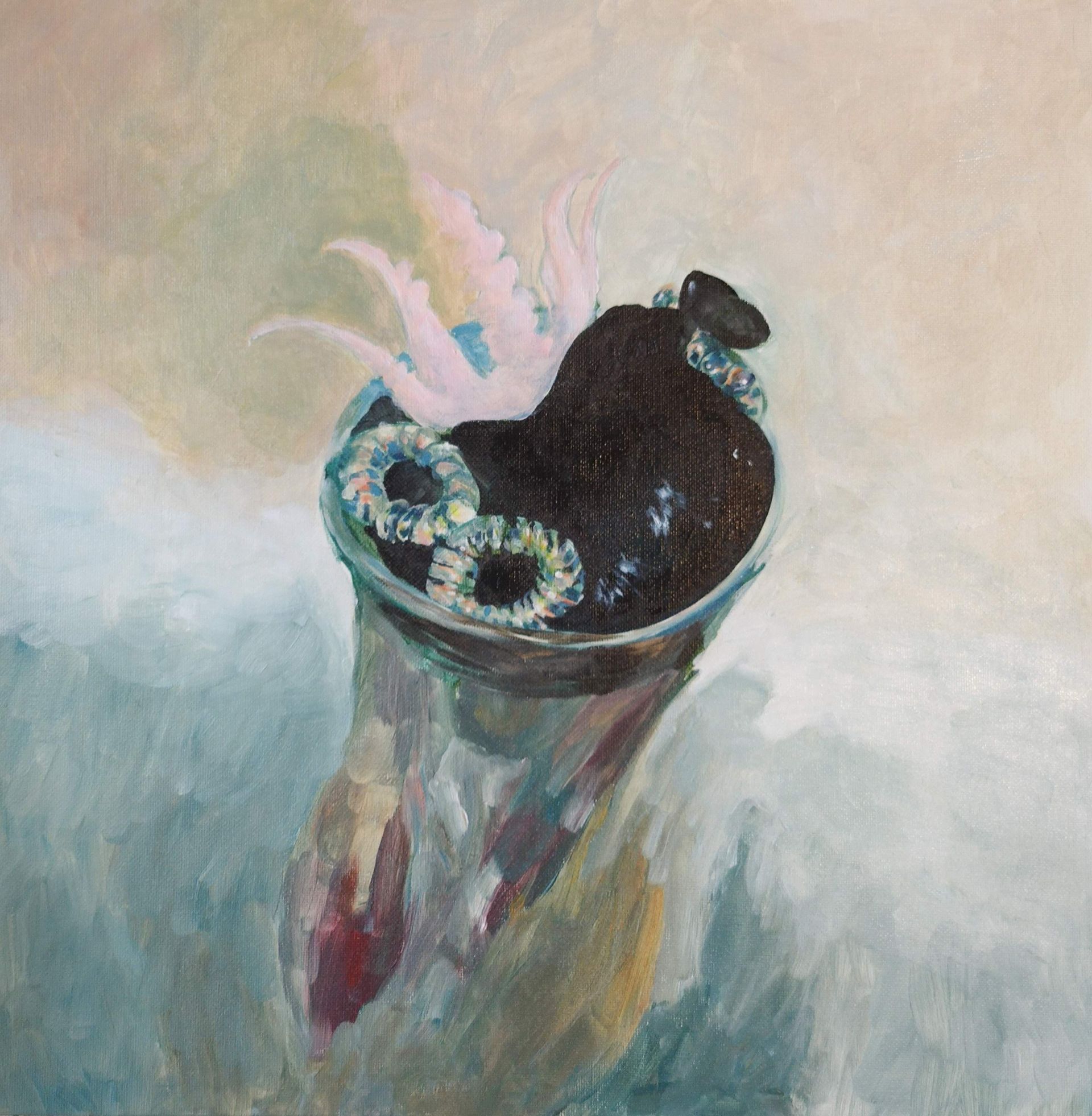 Женя Шарвина (Картина, живопись - 
                  40 x 40 см) Салат из медузы и резиновой перчатки