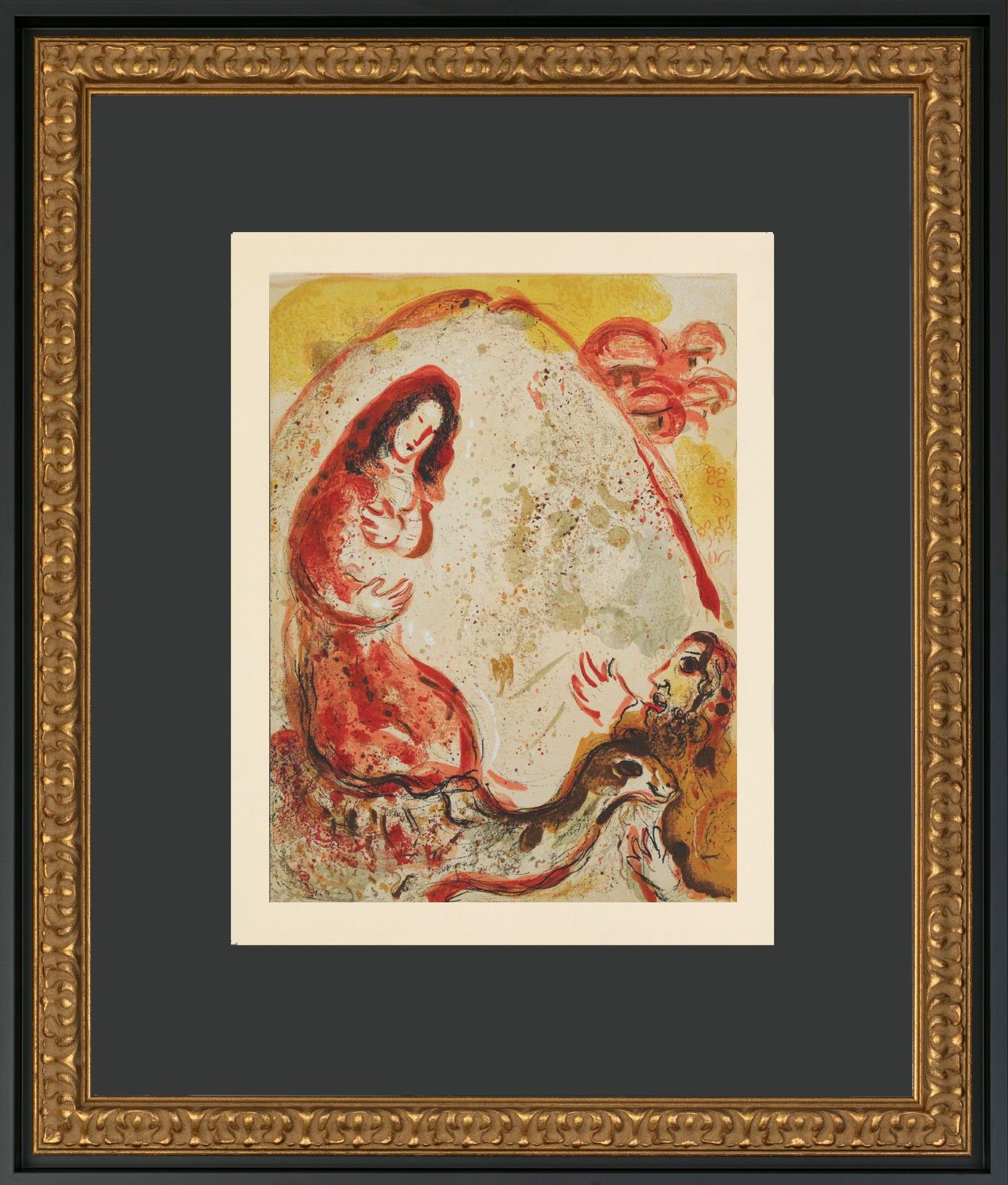 Марк Шагал (Графика печатная - 
                  26 x 36.4 см) Рахиль скрывает домашних богов отца