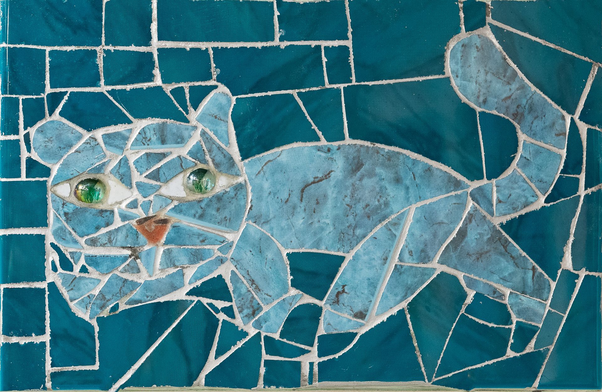 Татьяна Будяк (Объект - 
                  20 x 31 см) Кот голубой на бирюзовом фоне