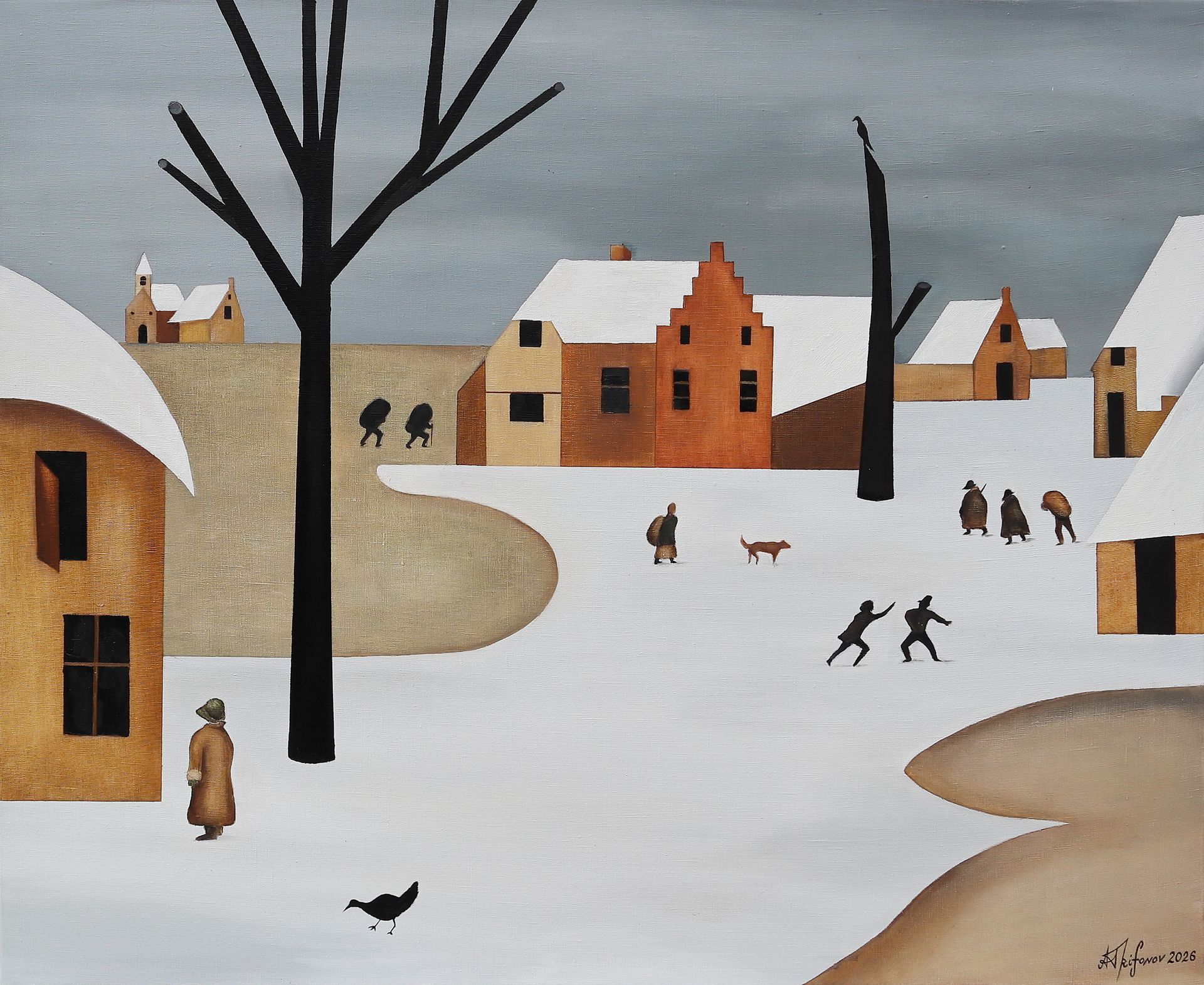 Александр Трифонов (Картина, живопись - 
                  110 x 90 см) Нидерланды в снегу