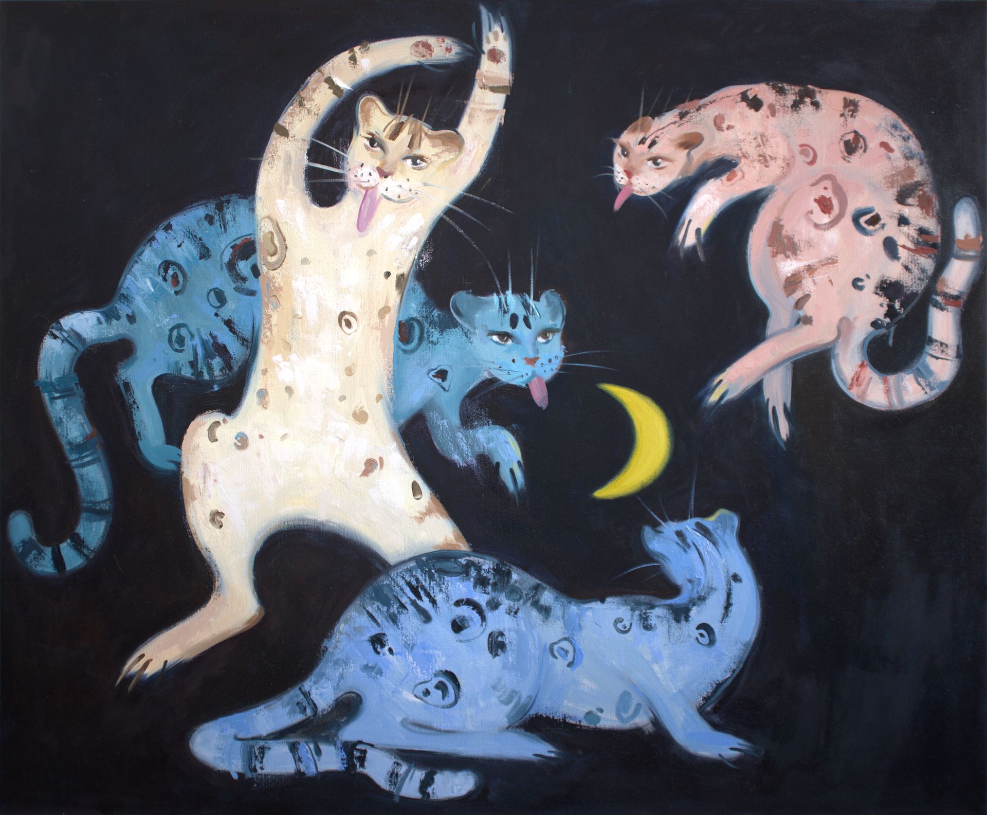 Владислава Тарасова (Картина, живопись - 
                  120 x 100 см) Танец кошек под молодой луной
