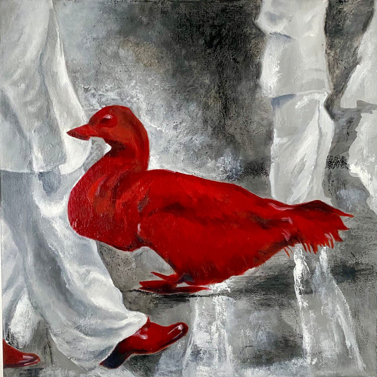 Елена Троянская (Картина, живопись - 
                  50 x 50 см) Инверсия гражданина в красных ботинках
