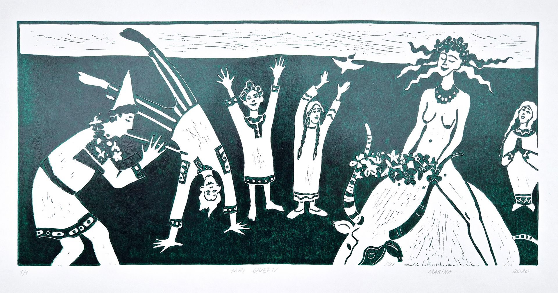 Марина Коротаева (Графика печатная - 
                  53 x 25 см) Королева мая