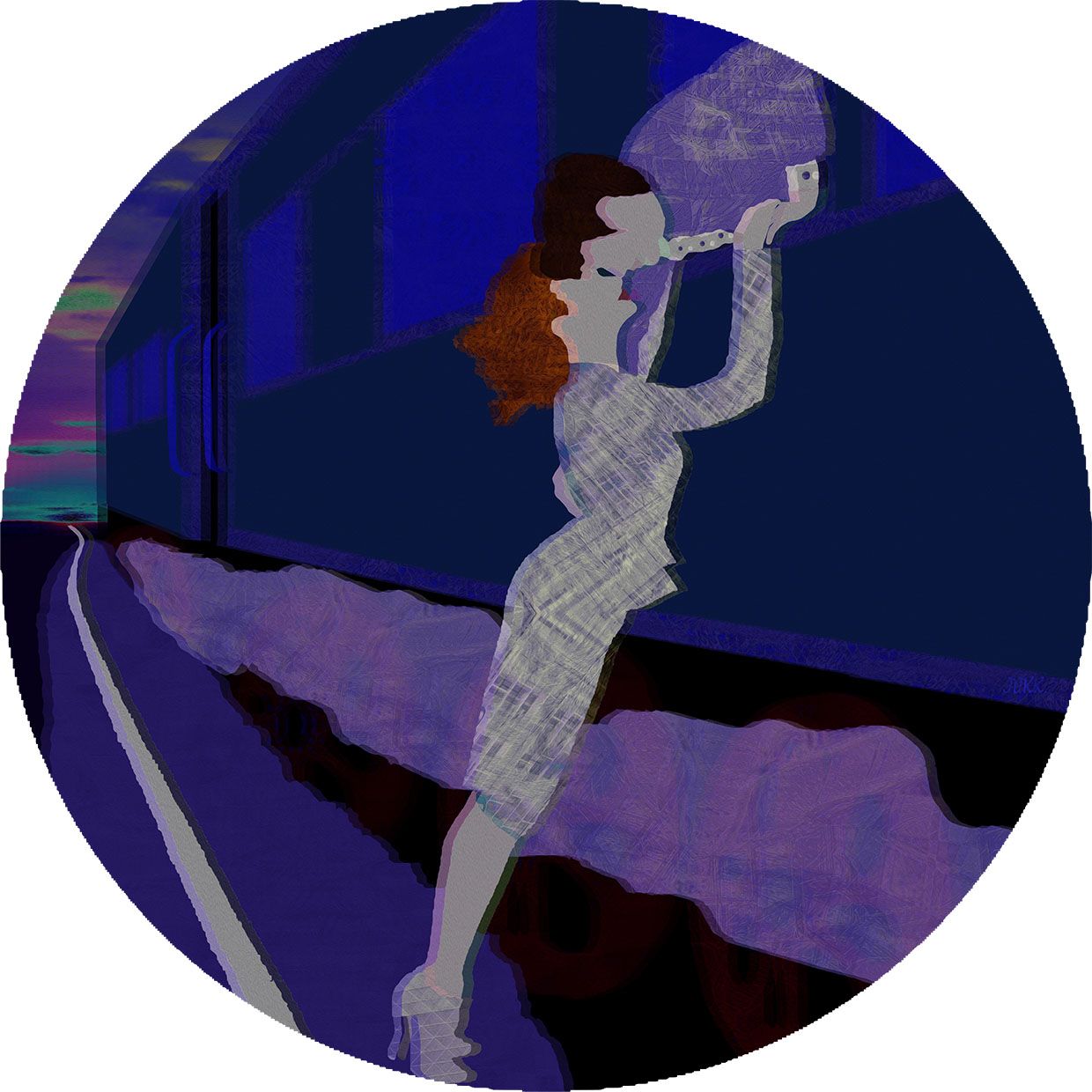 Лариса Корж (Графика цифровая (принты) - 
                  30 x 30 см) На вокзале