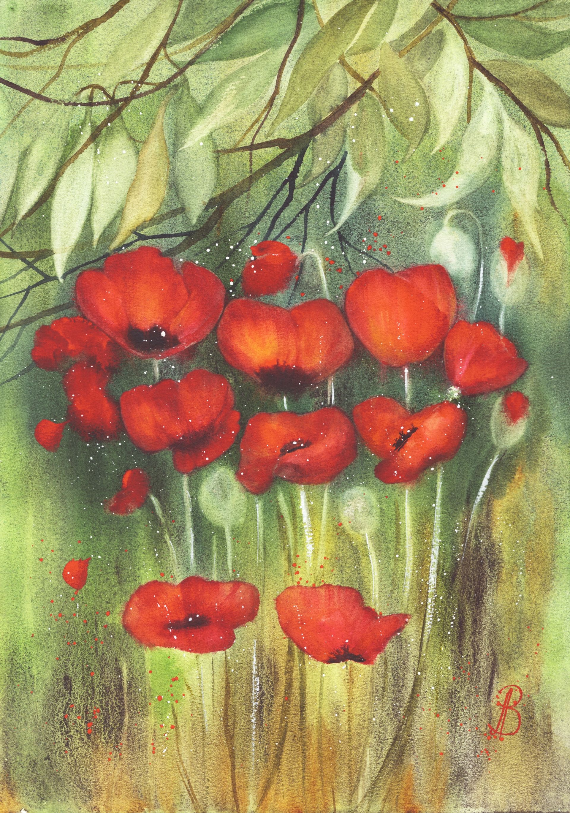 Алла Валежина (Авторская графика - 
                  29 x 42 см) Маки