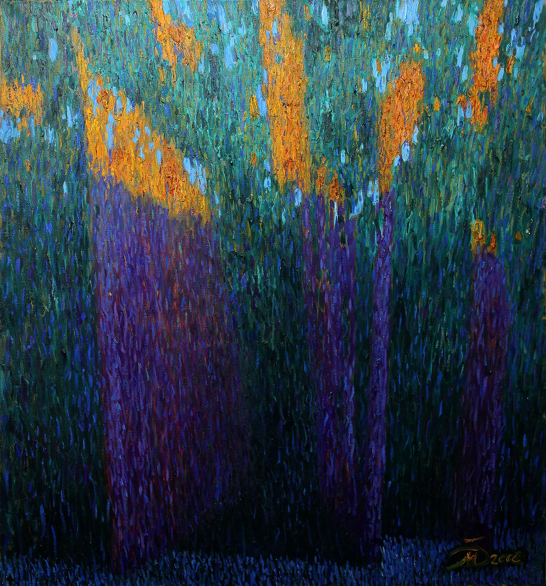 Евгений Ковальчук (Картина, живопись - 
                  110 x 120 см) Березы и последний луч