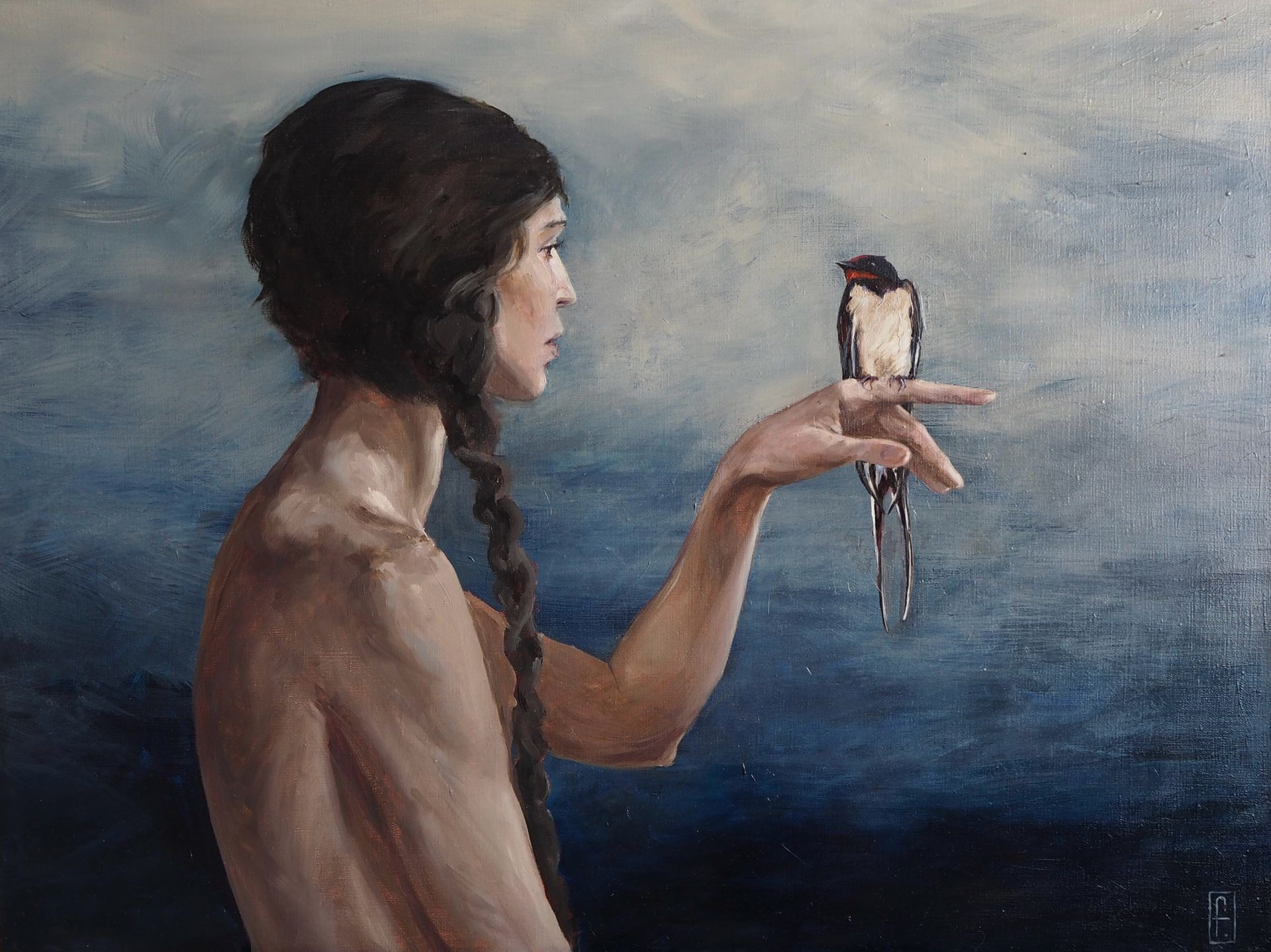 Дарья Григорова (Графика цифровая (принты) - 
                  40 x 30 см) Ласточка