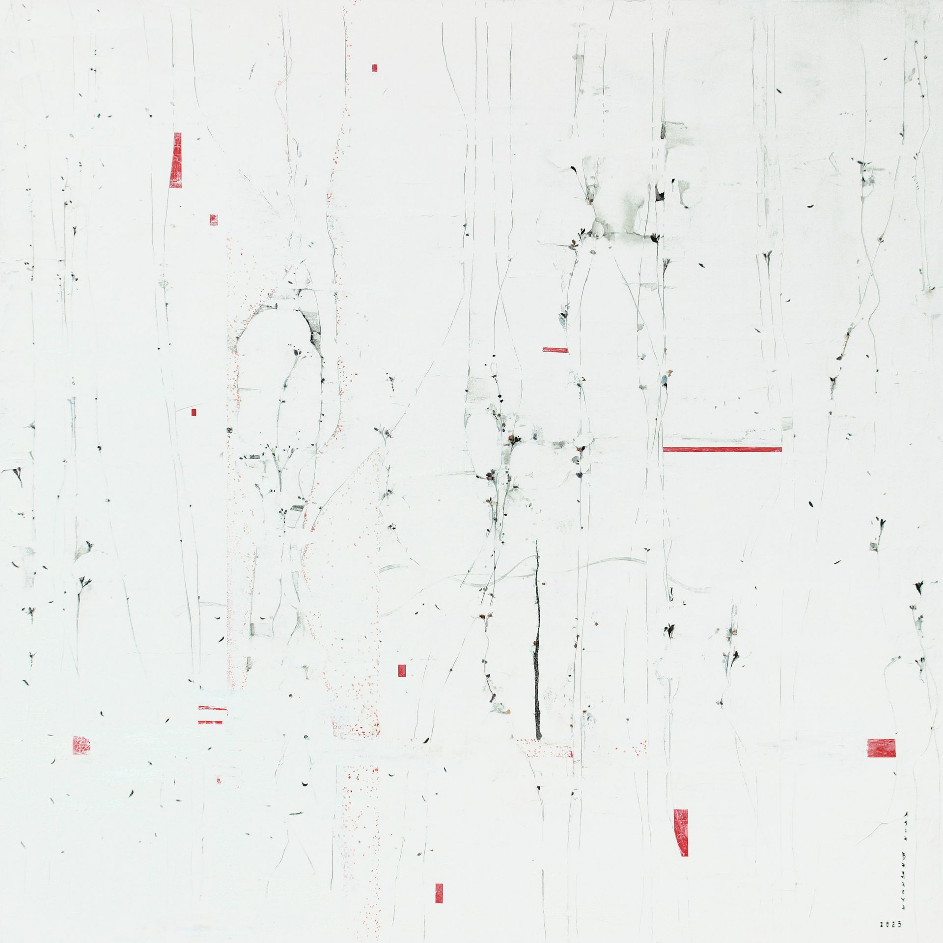 Ася Багаева (Картина, живопись - 
                  100 x 100 см) Сохраняя природу. Красные линии