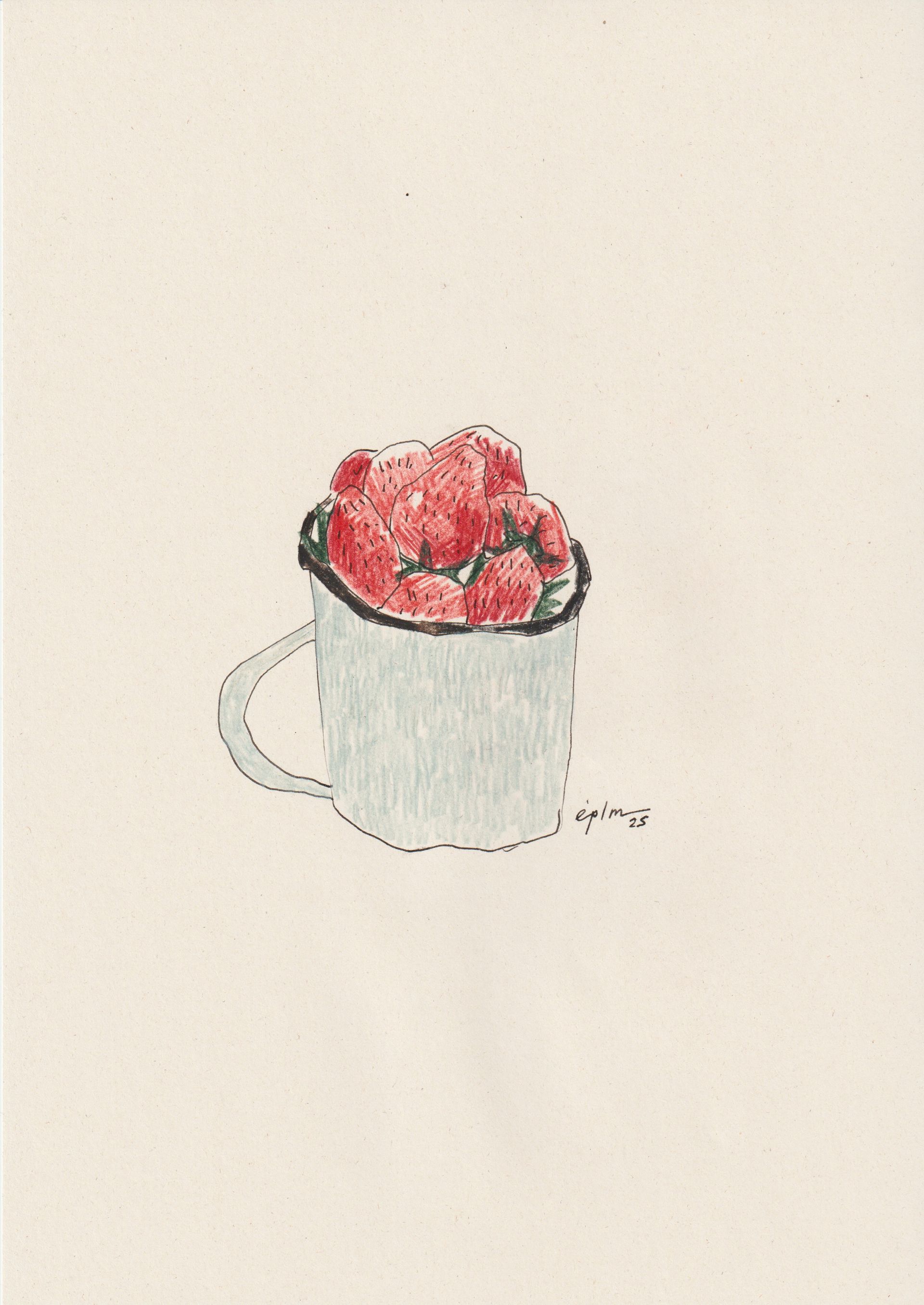 Виктория Зарецкая (embrassé par la muse) (Авторская графика - 
                  21 x 29.7 см) Tasse aux fraises