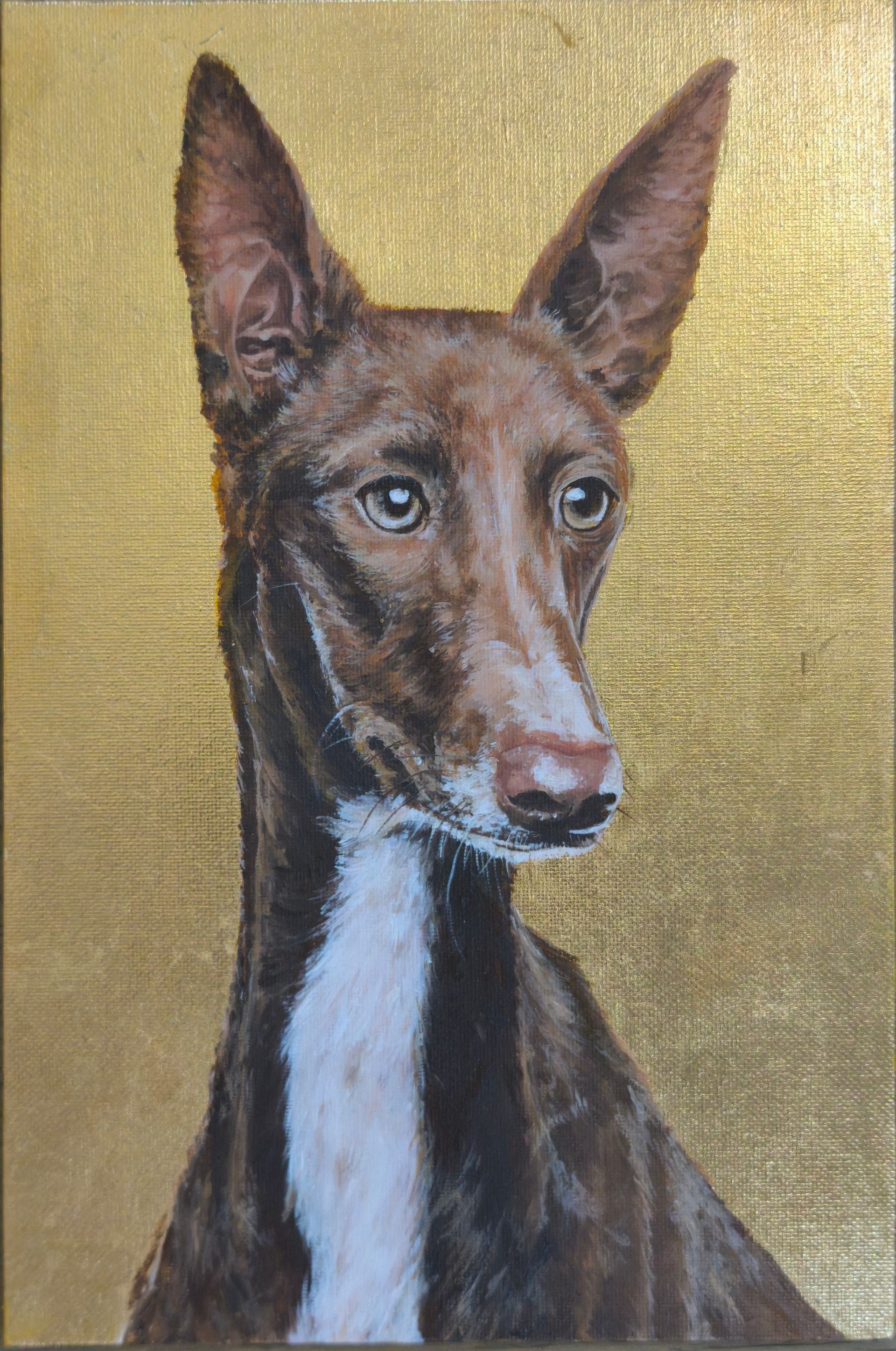 Мила Bezú (Авторская графика - 
                  20 x 30 см) Фараоновая собака на золотой потали