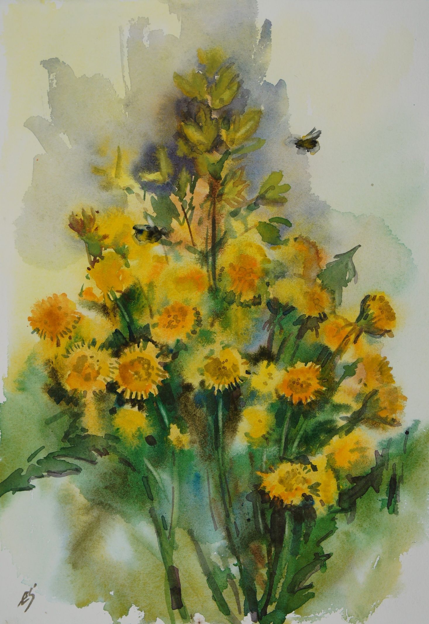Елена Санина (Авторская графика - 
                  25 x 35 см) Желтый букет