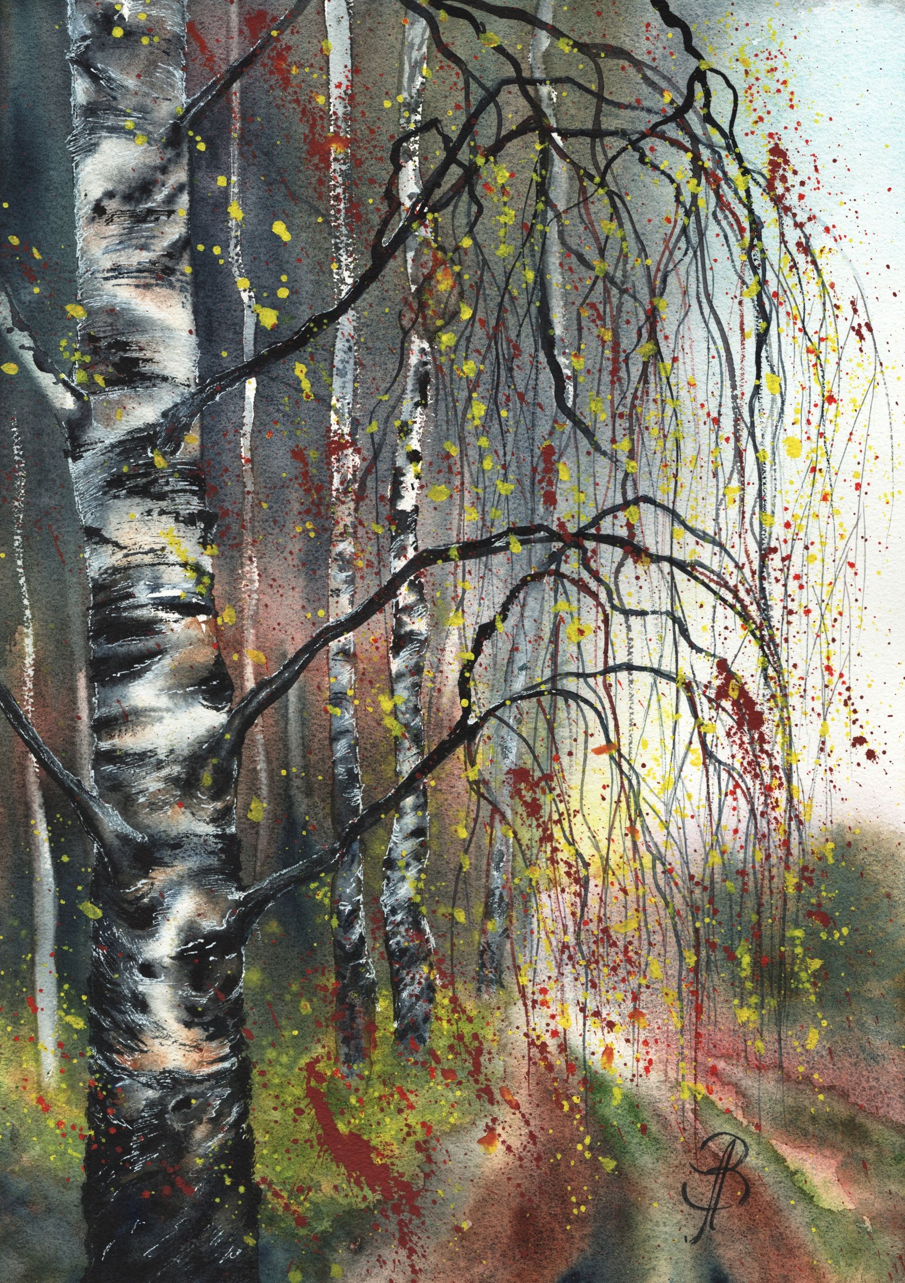 Алла Валежина (Авторская графика - 
                  30 x 42 см) Последний аккорд листвы