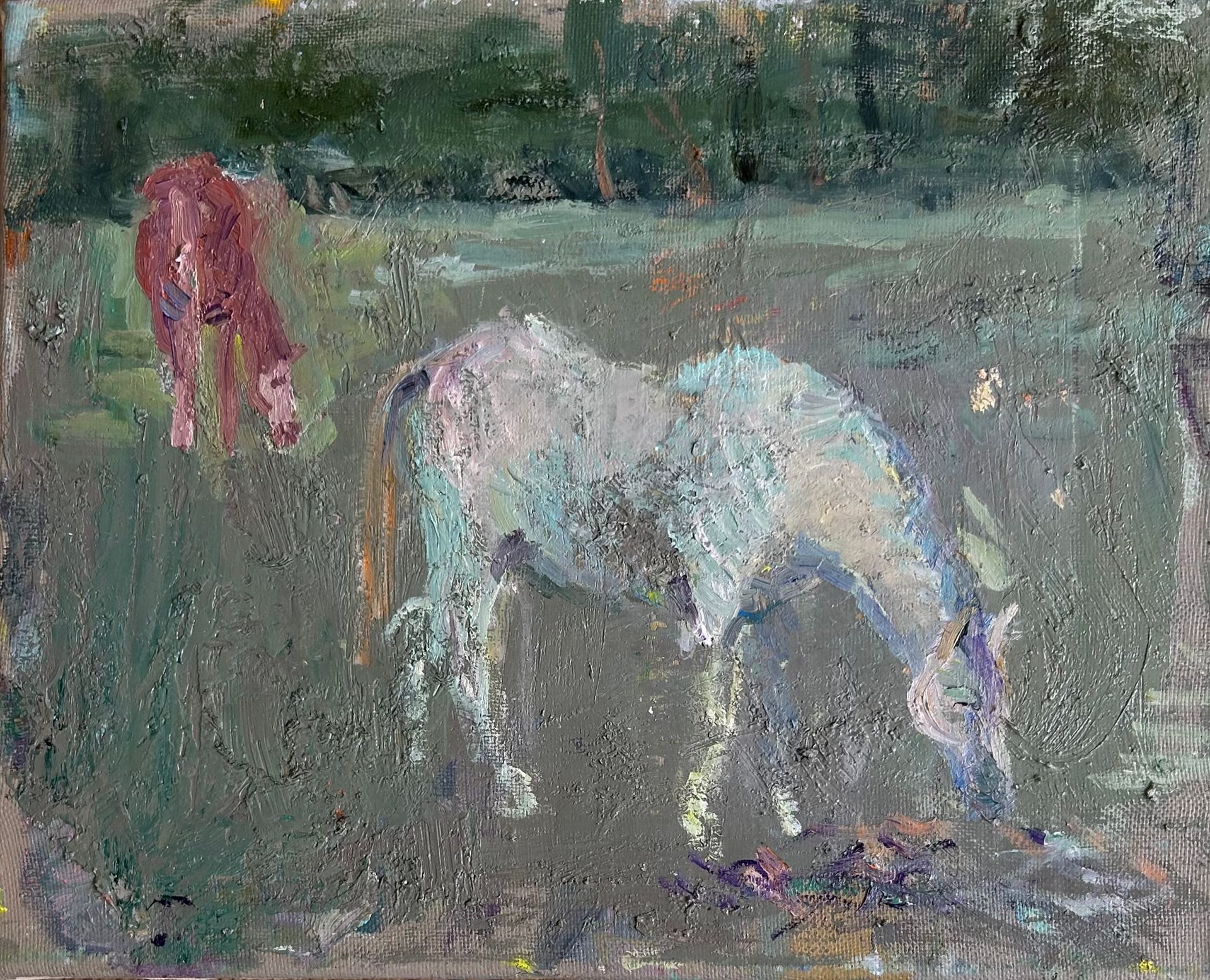 Екатерина Потапова (Картина, живопись - 
                  29.5 x 25 см) Лошадки