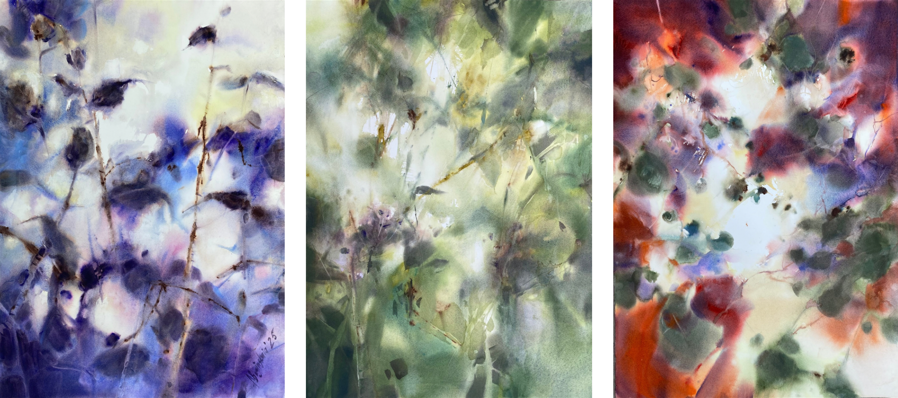 Анна Богинская (Авторская графика - 
                  150 x 70 см) Триптих "Dreamscapes"