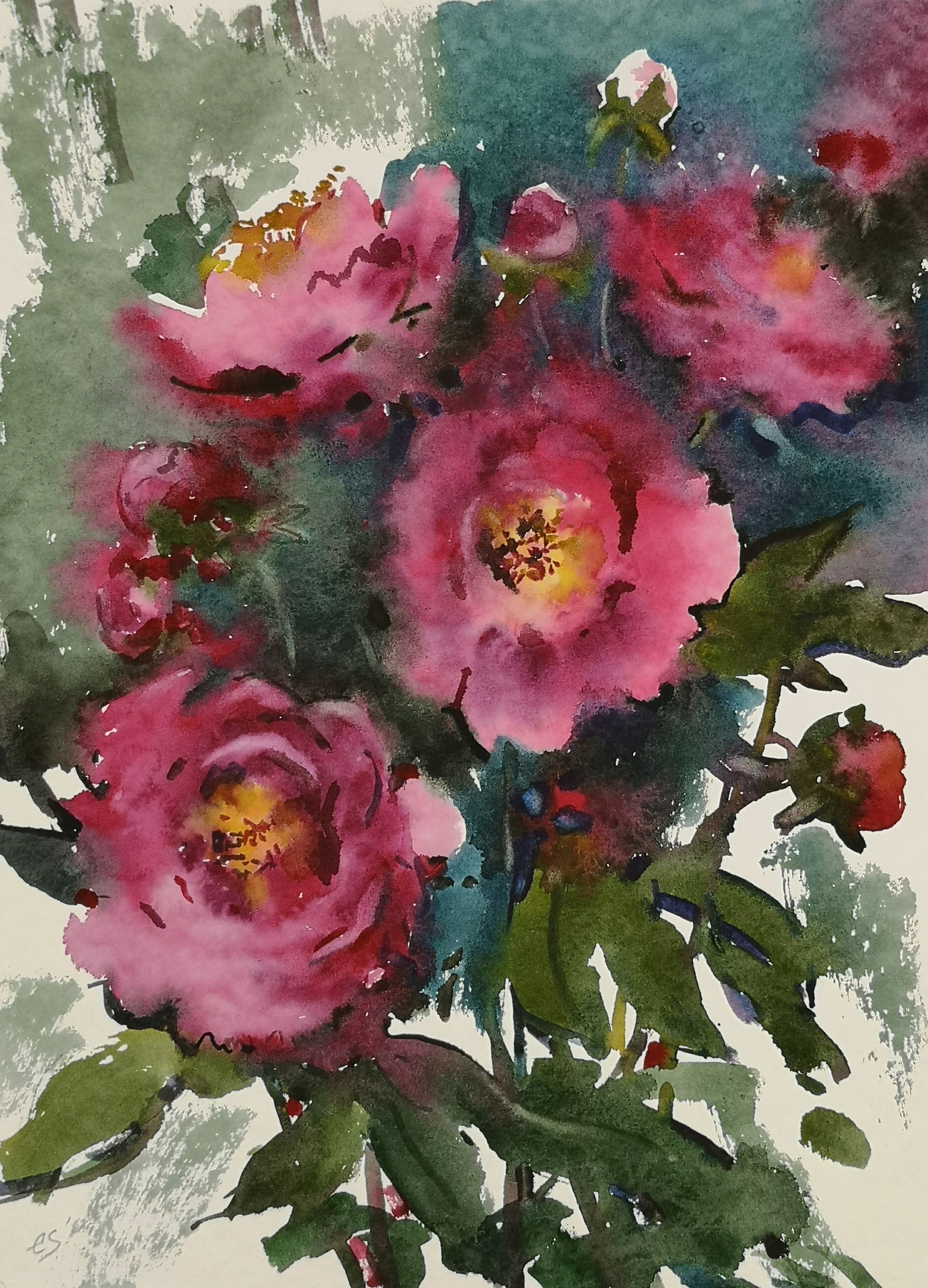 Елена Санина (Авторская графика - 
                  28 x 37 см) Пионы
