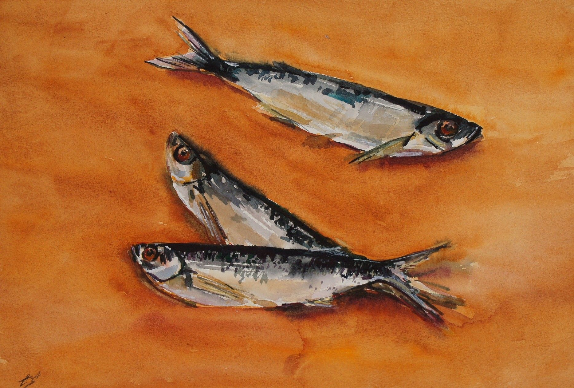 Елена Санина (Авторская графика - 
                  39 x 27 см) Рыба