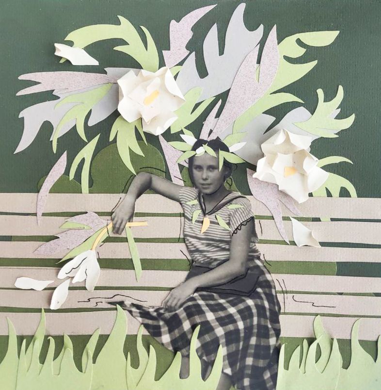 Валерия Финина (Коллаж / ассамбляж - 
                  19.5 x 19.5 см) В цвету