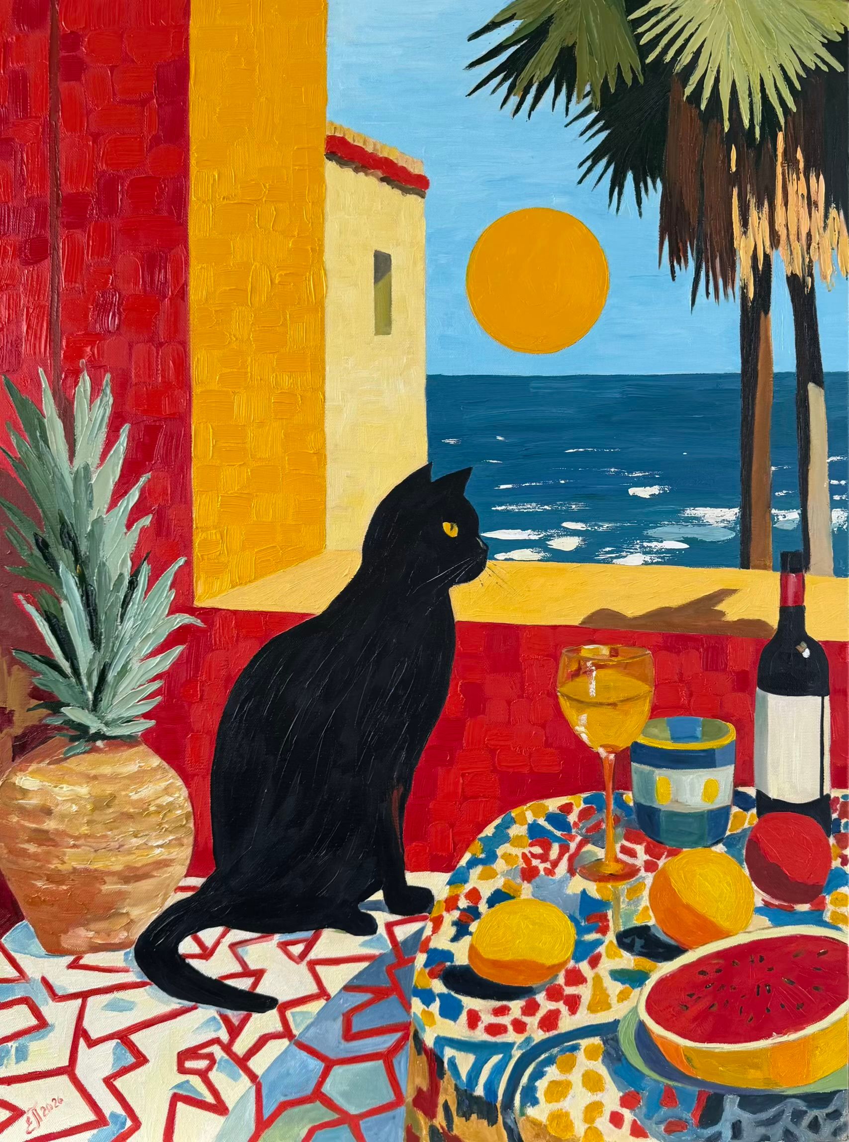 Елена Полищук (Картина, живопись - 
                  60 x 80 см) Месье Нуар и южное солнце