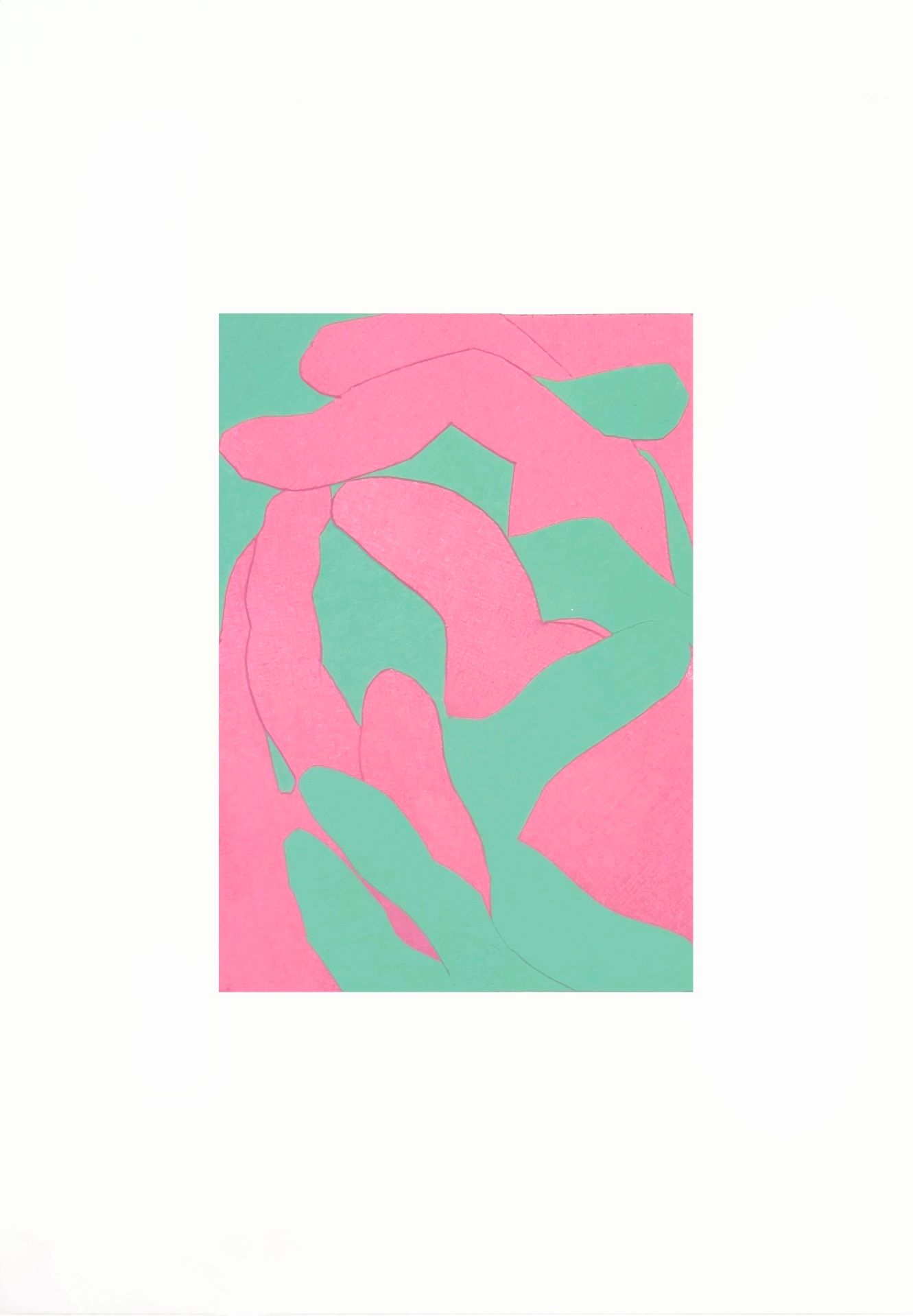 Екатерина Богданкова (Коллаж / ассамбляж - 
                  21 x 29.7 см) Вдвоём. Розовый и зелёный