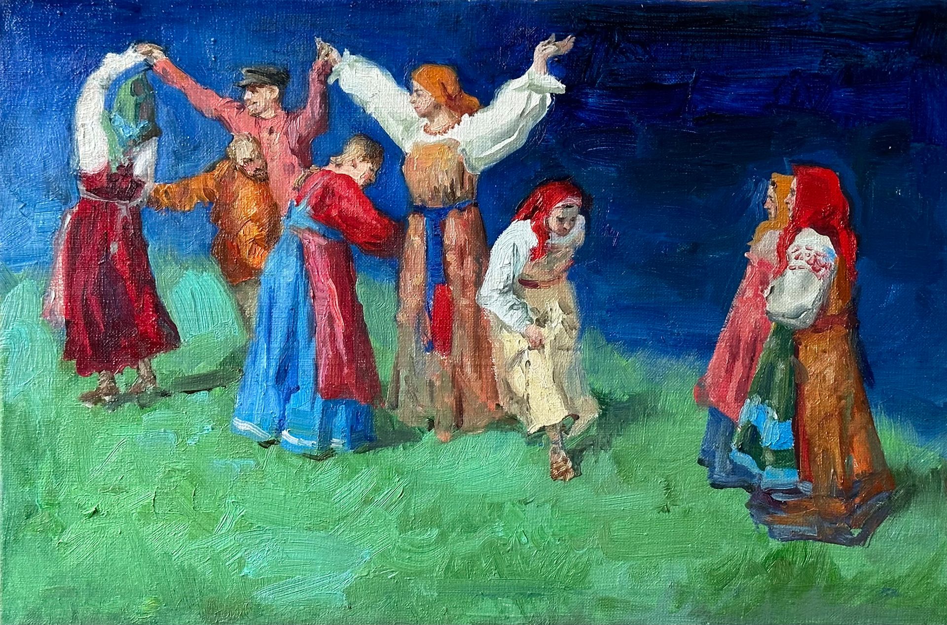 Елизавета Тарасова (Картина, живопись - 
                  45 x 29.5 см) Праздник