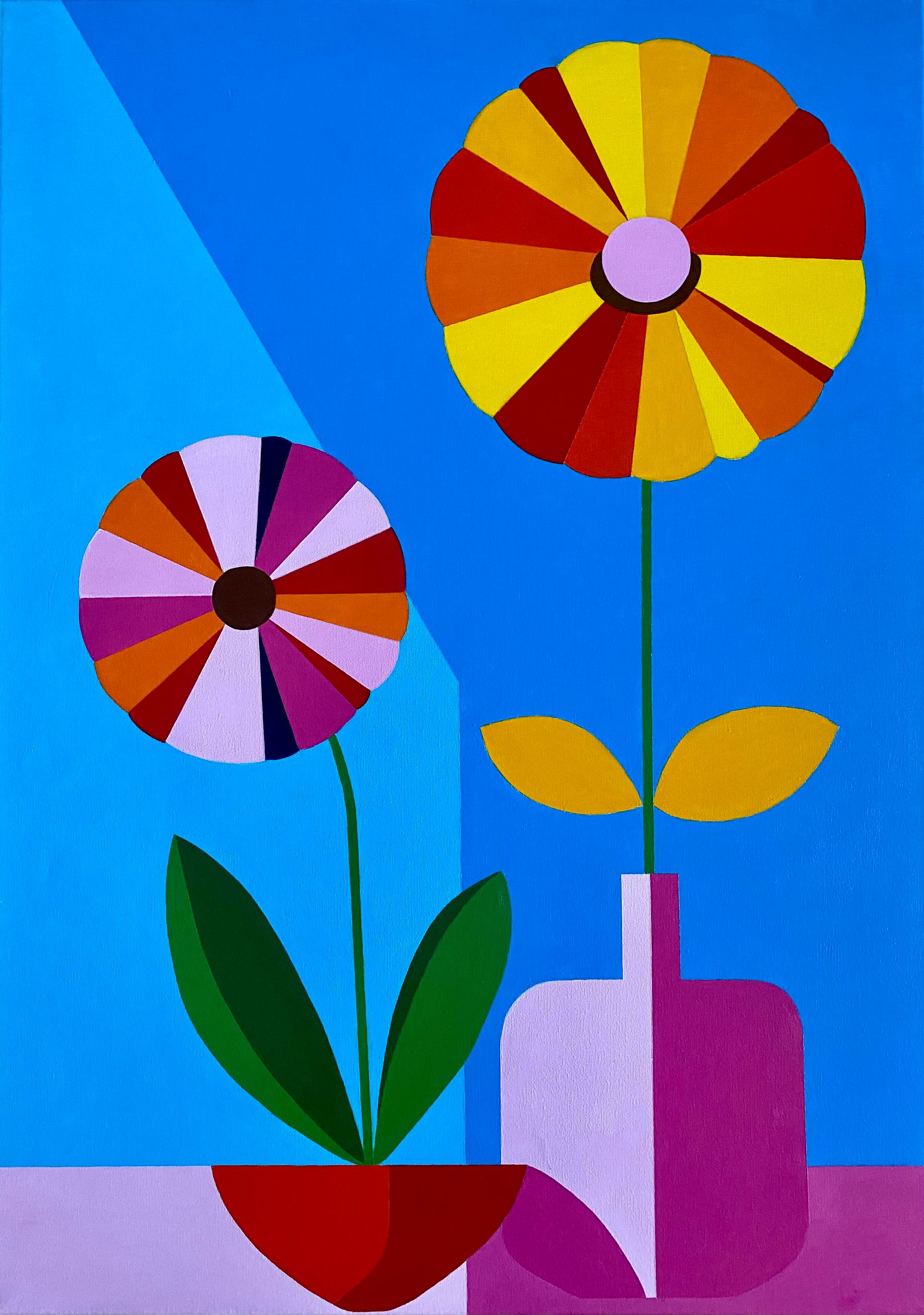 Ксения Молукова (Картина, живопись - 
                  50 x 70 см) Цветы сквозь геометрию