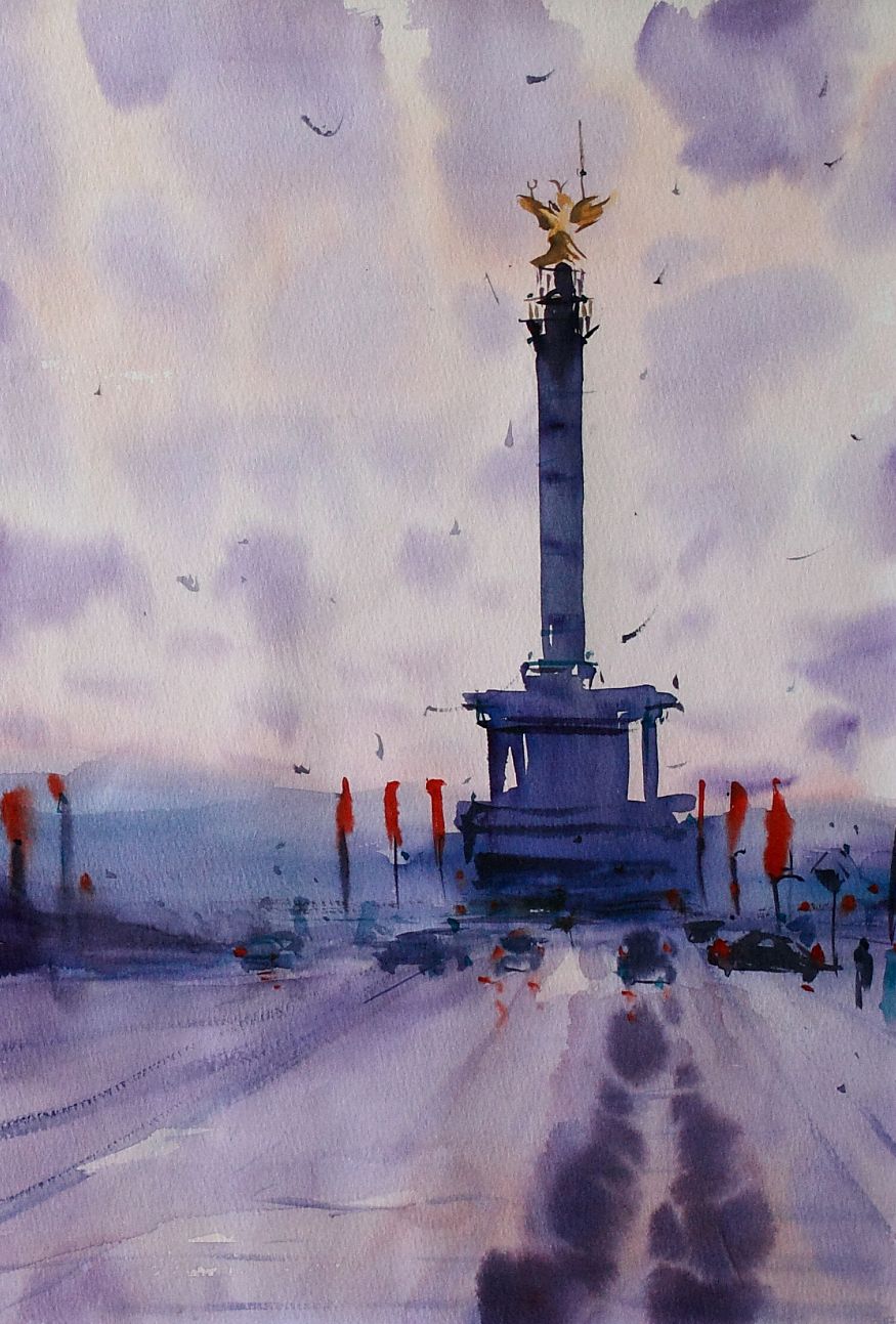 Дарья Парий (Авторская графика - 
                  41 x 53 см) Колонна Победы, Берлин