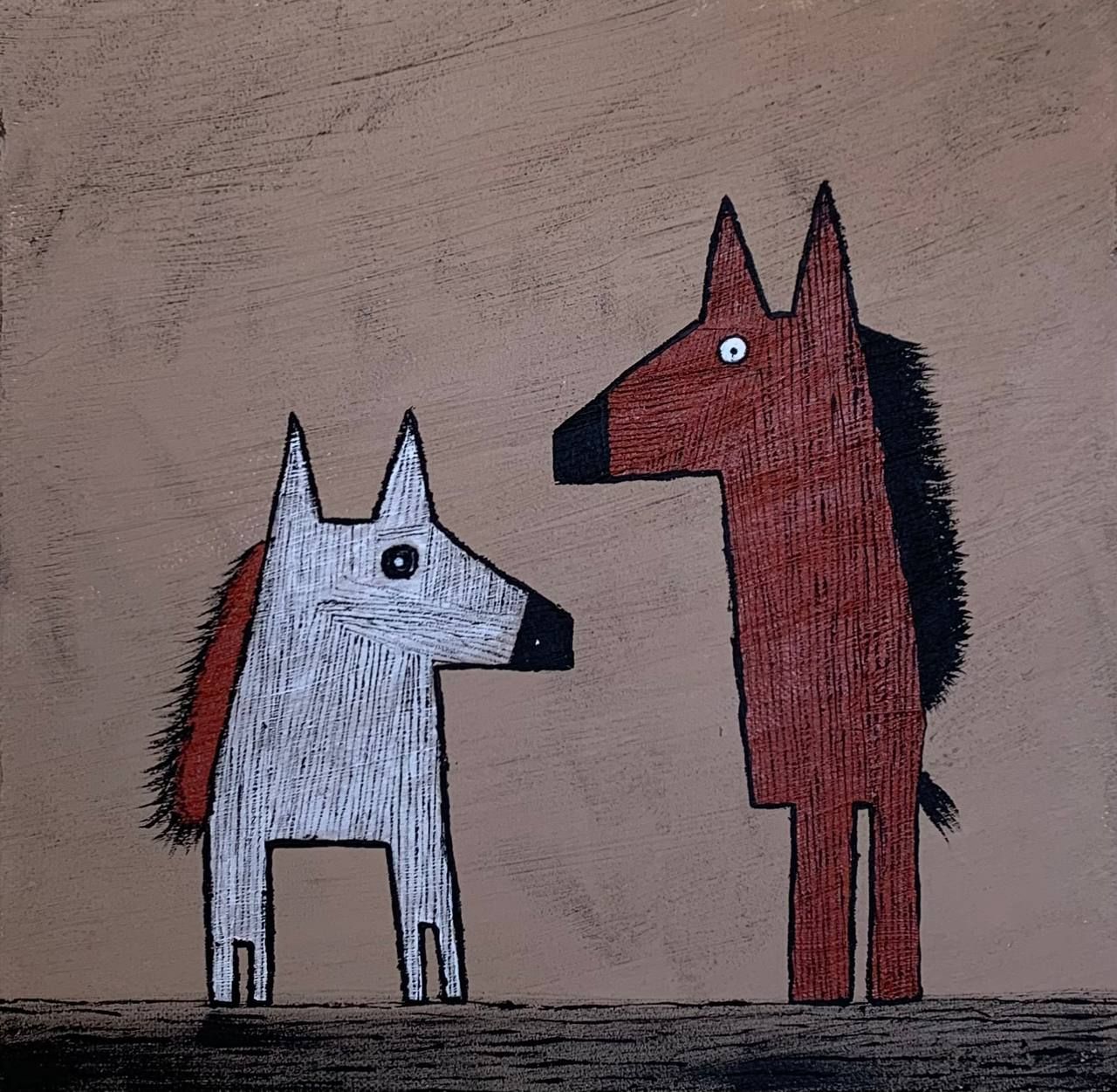 Дарья Иванова (Картина, живопись - 
                  30 x 30 см) Неловкая встреча