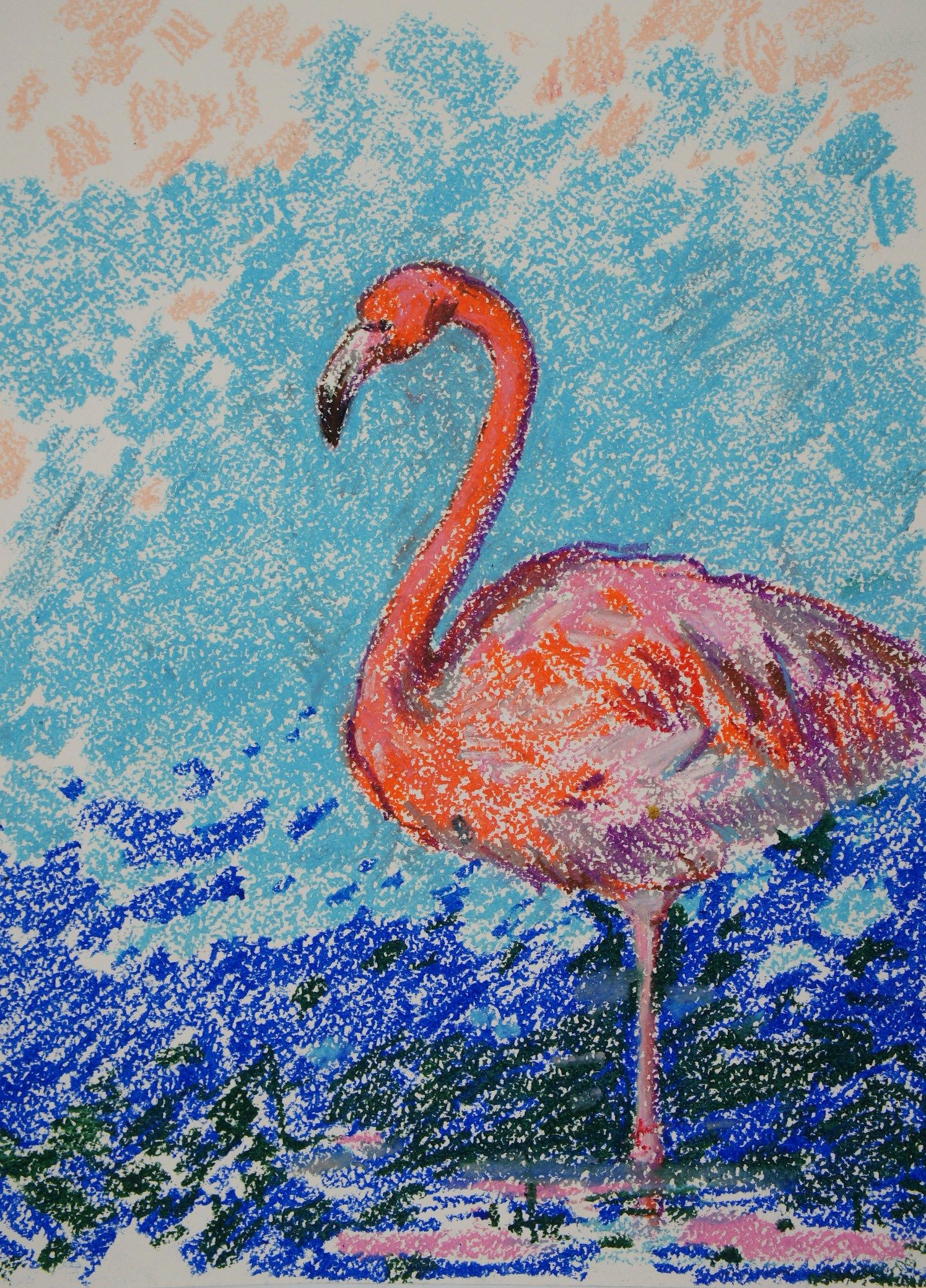 Елена Санина (Авторская графика - 
                  30 x 42 см) Фламинго — 1