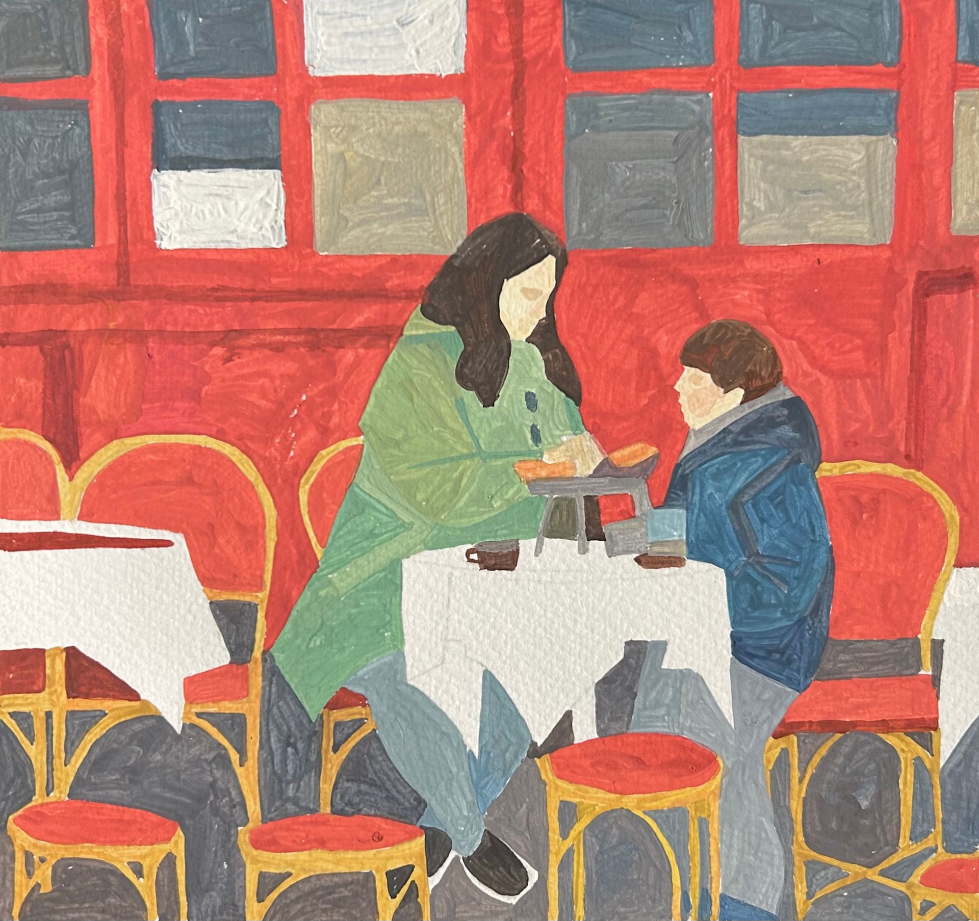 Александра Бурмистрова (Авторская графика - 
                  19 x 19 см) Завтрак в Париже