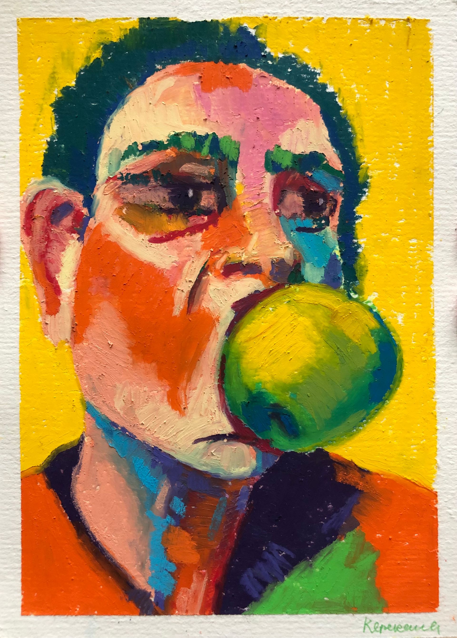 Анастасия Керекеша (Авторская графика - 
                  12 x 17 см) Мужчина с яблоком