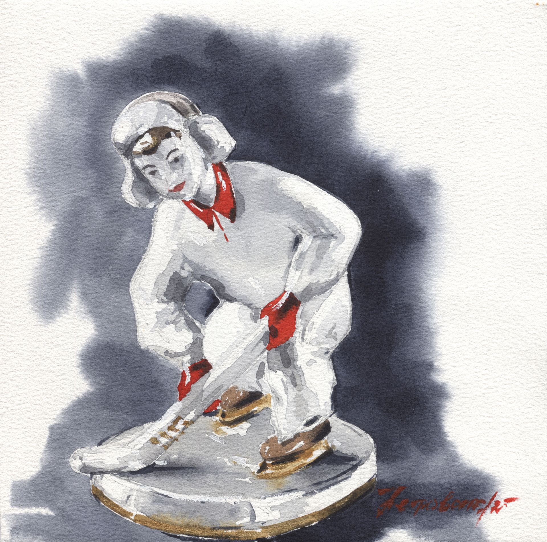 Ирина Петровская (Авторская графика - 
                  21 x 21 см) Юный хоккеист