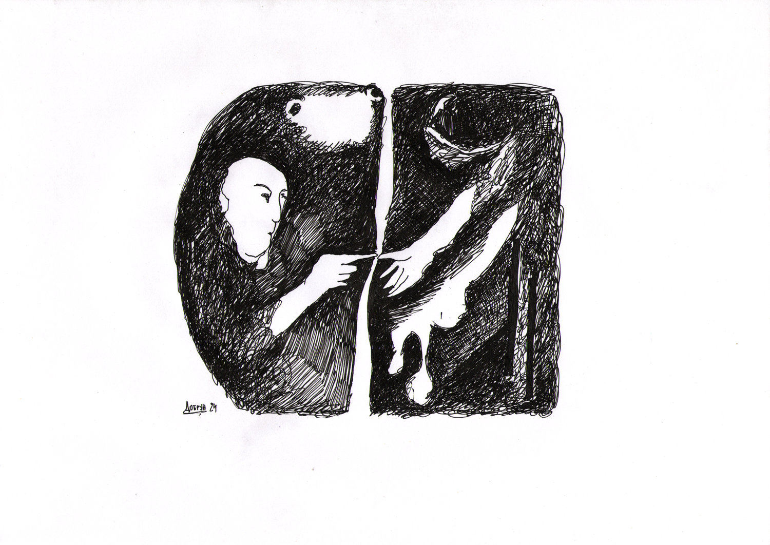 Игорь Добрун (Авторская графика - 
                  29.7 x 21 см) Прикосновение