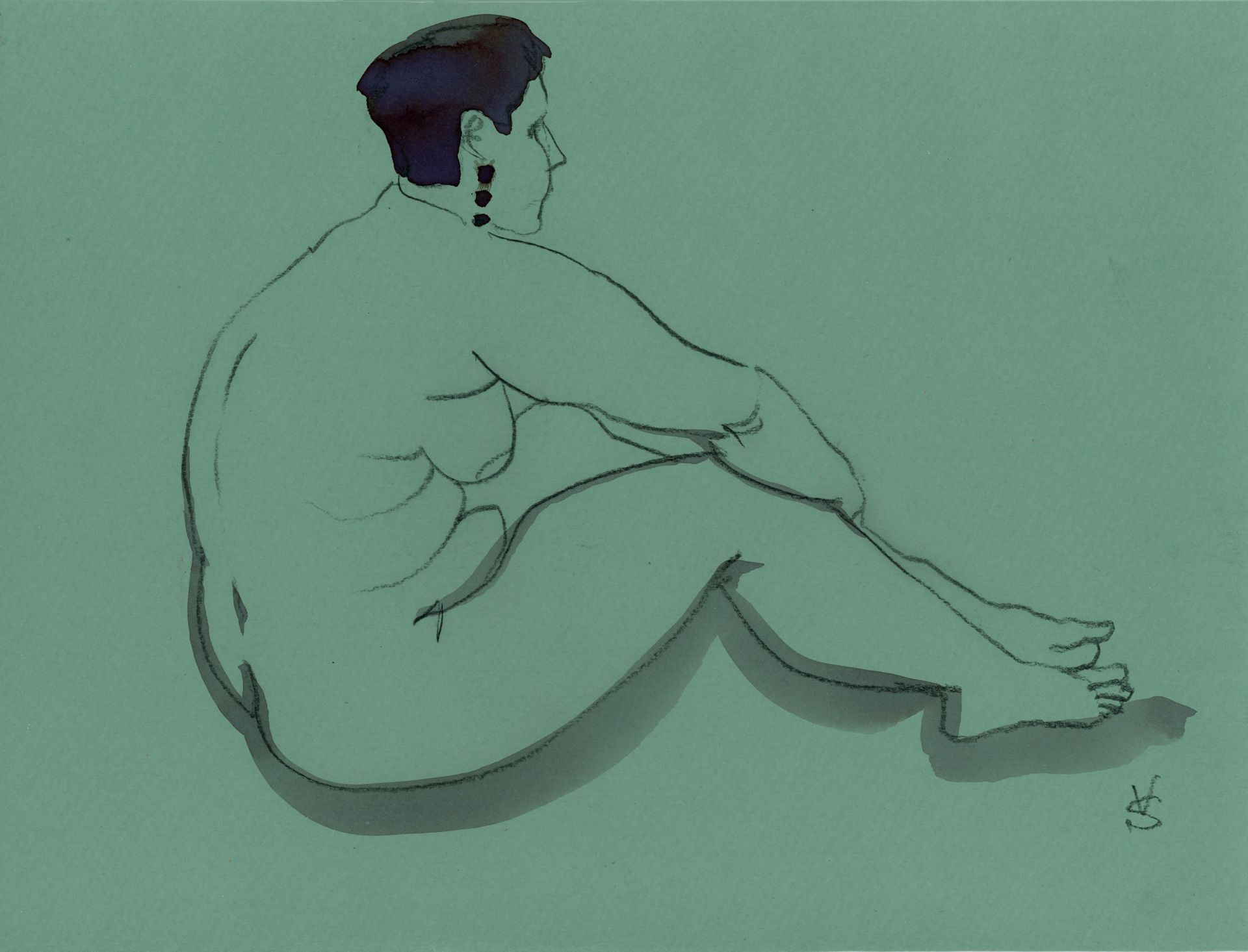 Виктория Севастьянова (Авторская графика - 
                  28 x 21 см) Nude life drawing 020