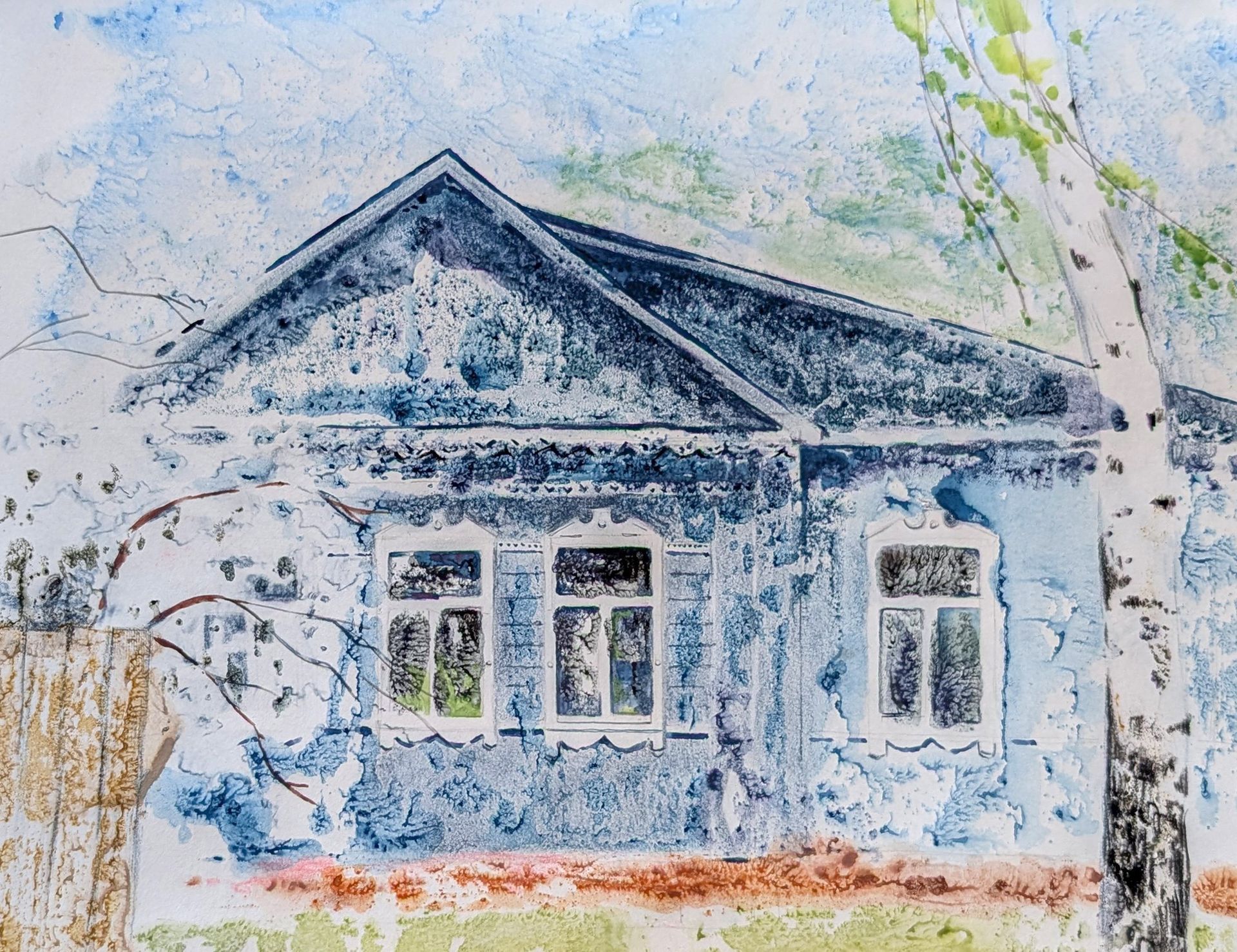 Valentine Solonski (Авторская графика - 
                  32 x 25 см) Дом из Суздаля