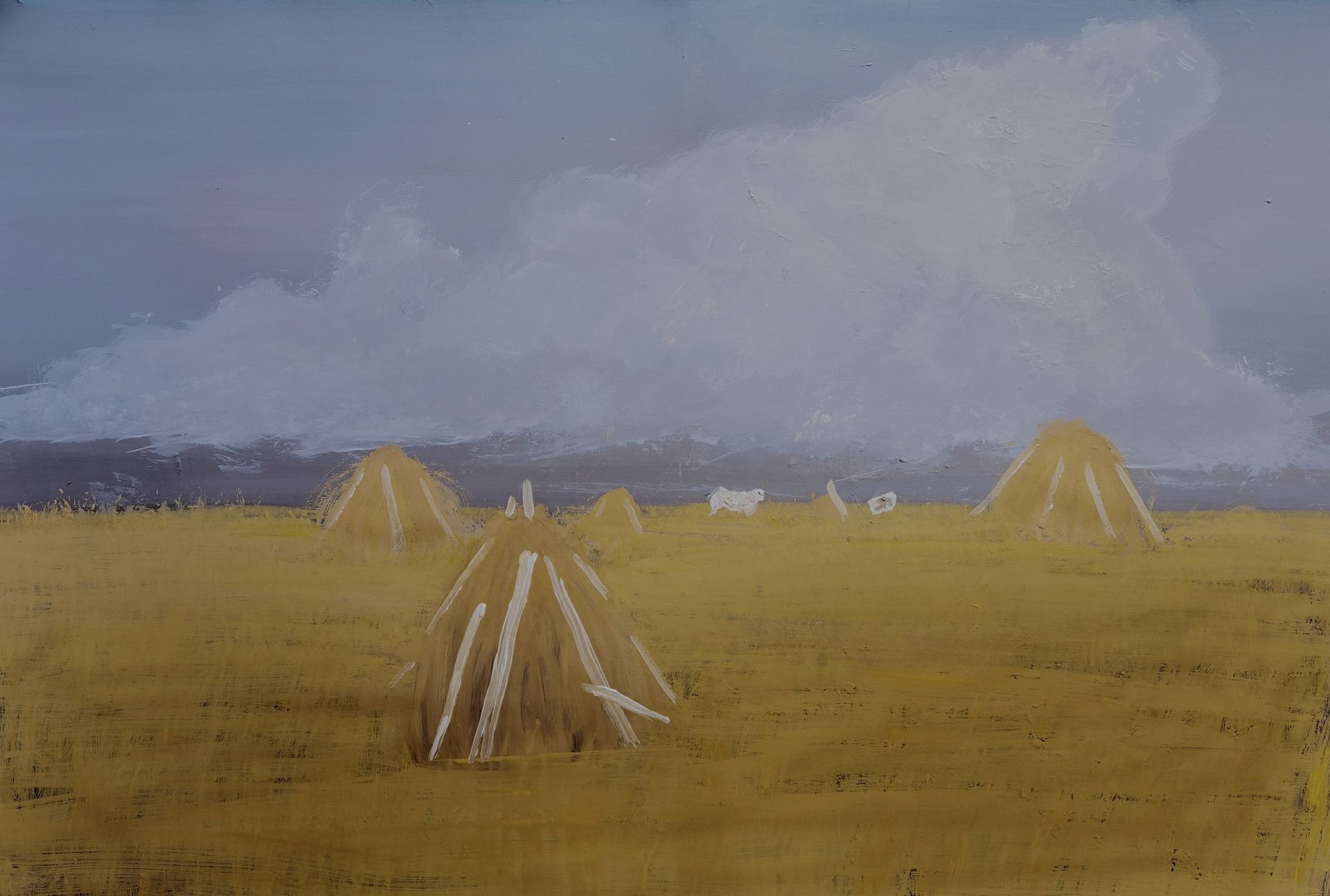 Никита Лобачёв (Картина, живопись - 
                  92 x 62 см) Стога сена