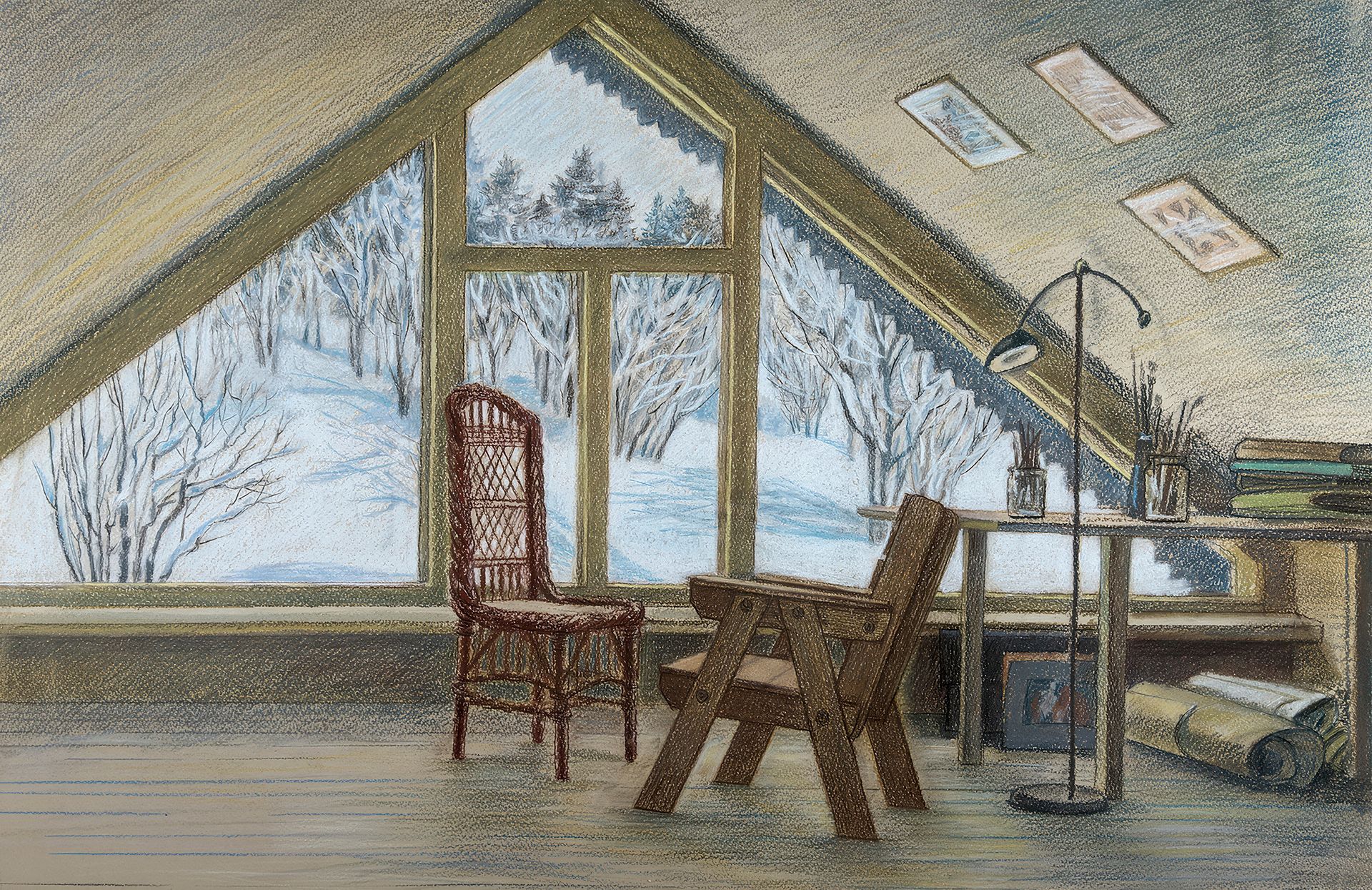 Александра Ларионова (Авторская графика - 
                  69 x 46 см) На даче