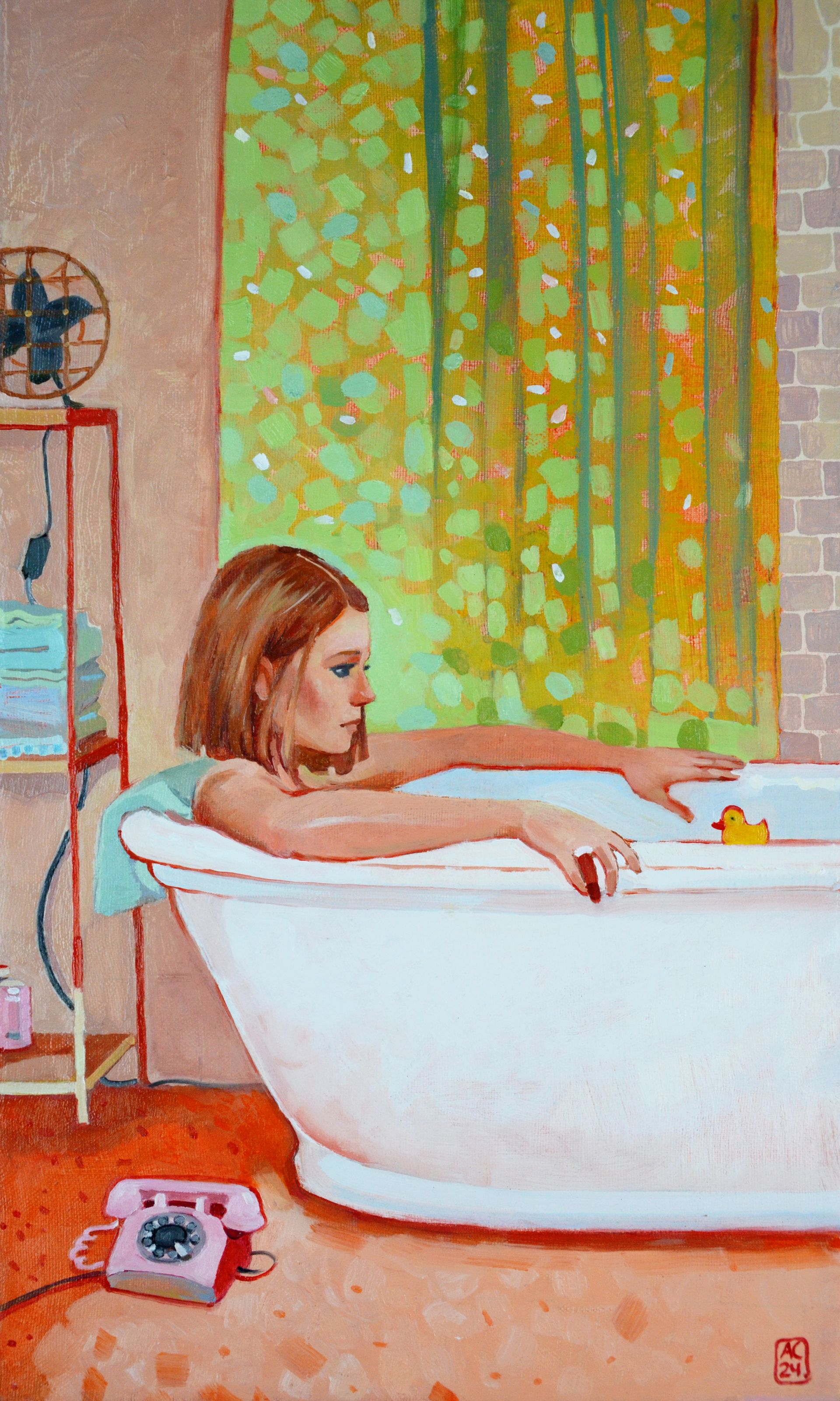 Александра Сергеева (Картина, живопись - 
                  30 x 50 см) Марго Тененбаум в ванной