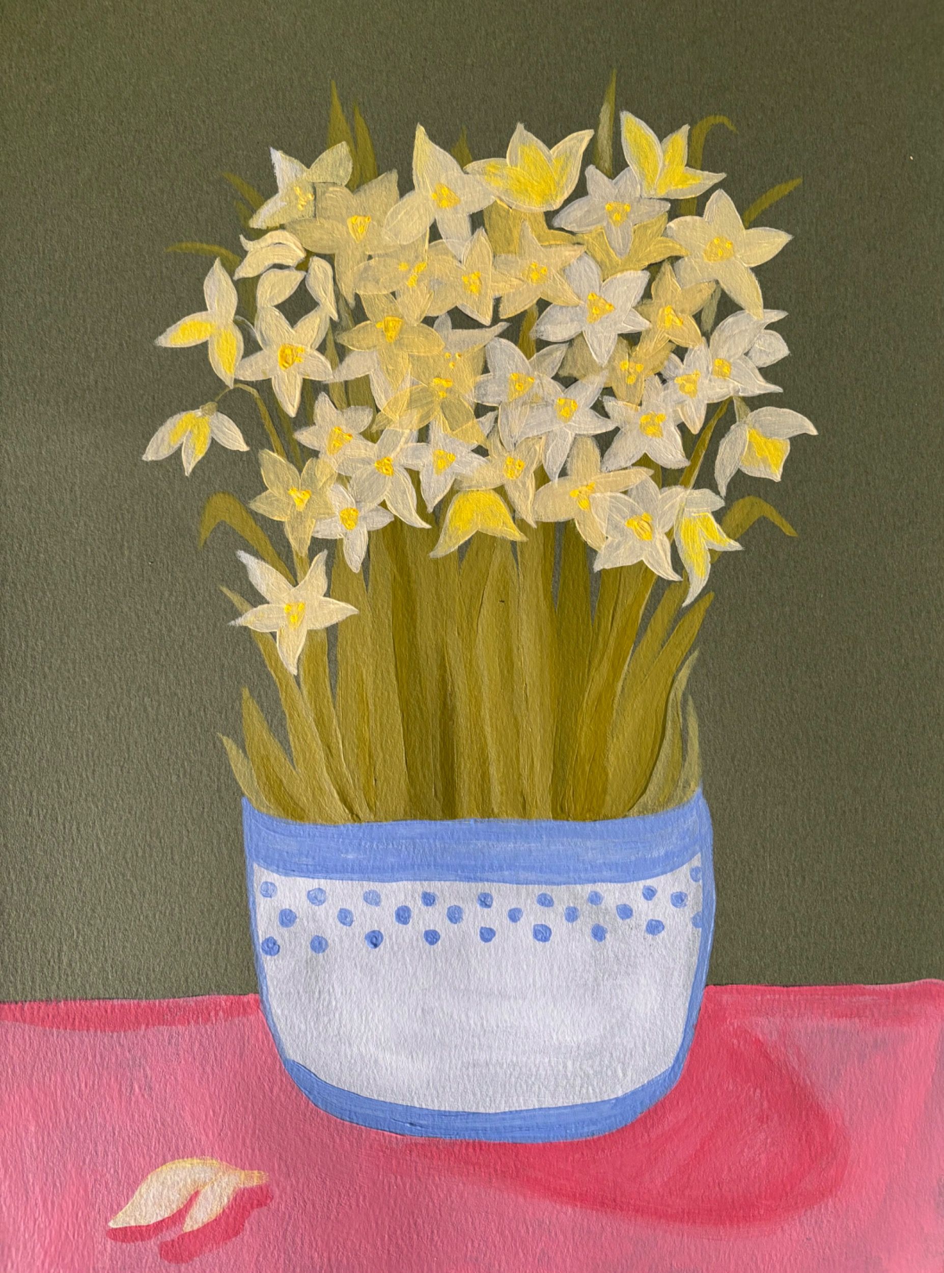 Елена Королева (Авторская графика - 
                  29.7 x 42 см) Натюрморт с белыми цветами