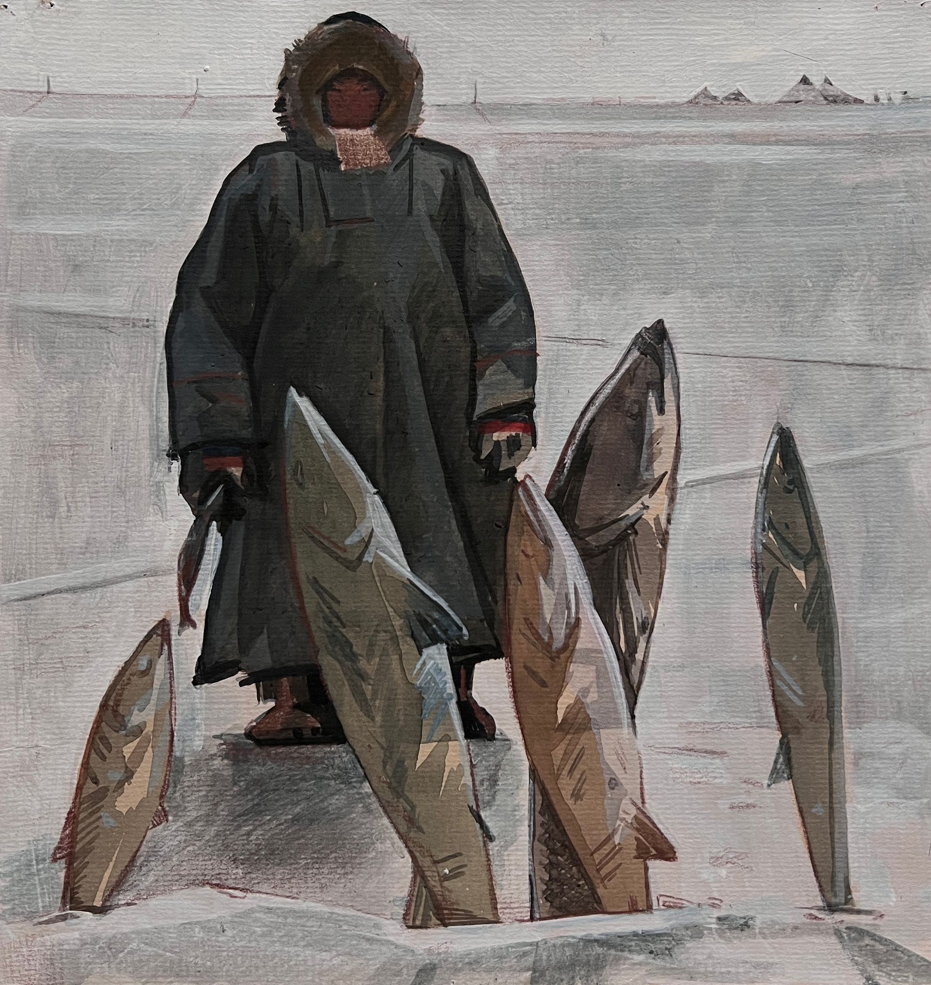 Кристина Новгородова (Авторская графика - 
                  23 x 25 см) Балыксыт (от якут. Рыбак)