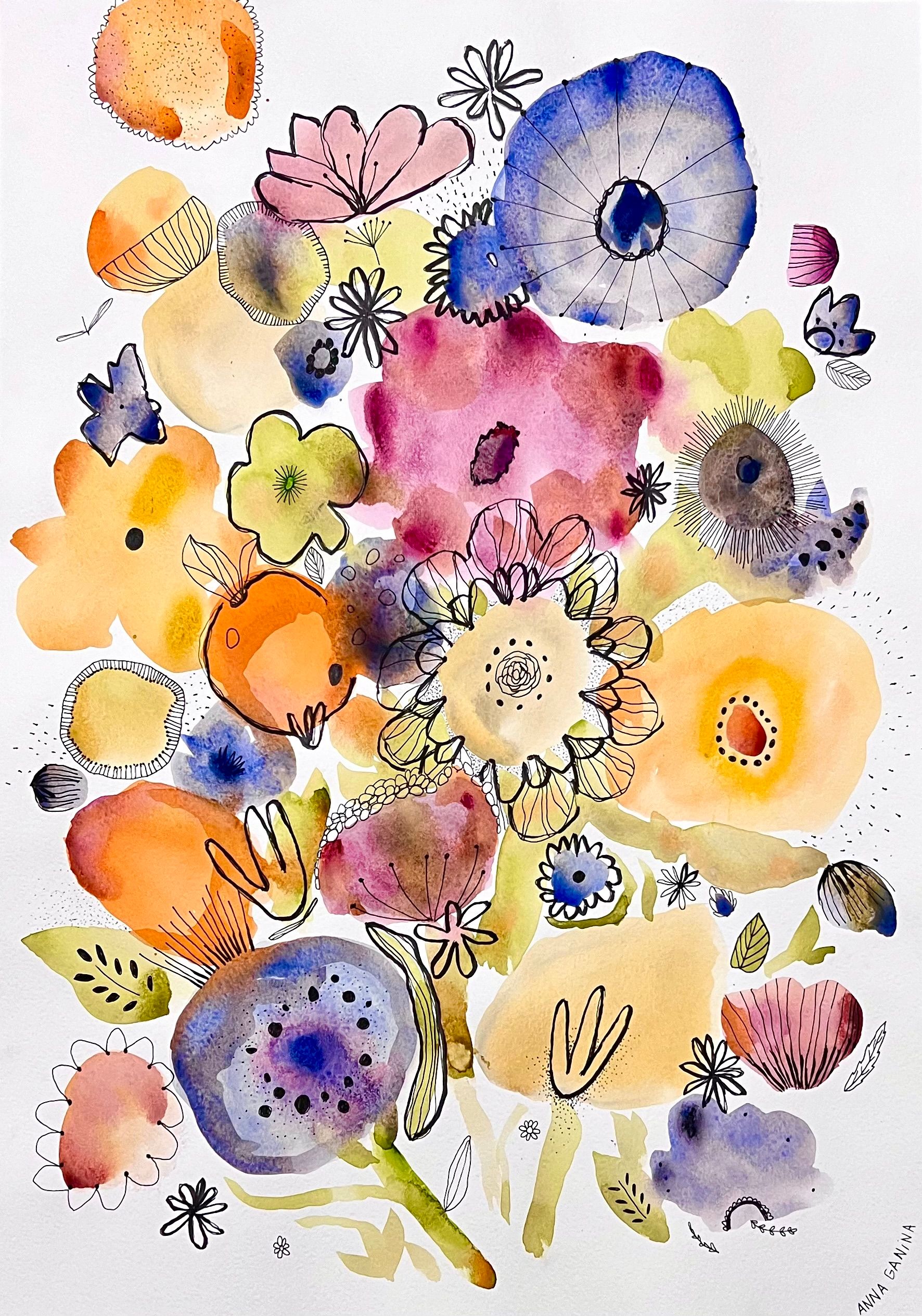 Анна Ганина (Авторская графика - 
                  42 x 59.4 см) Flower power