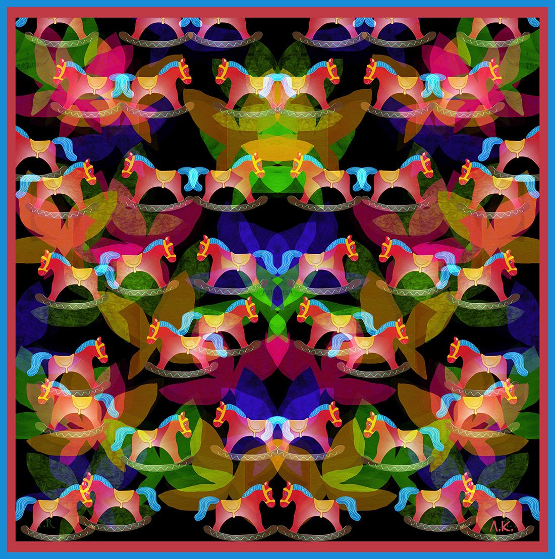 Лариса Корж (Графика цифровая (принты) - 
                  35 x 35 см) Лошадки